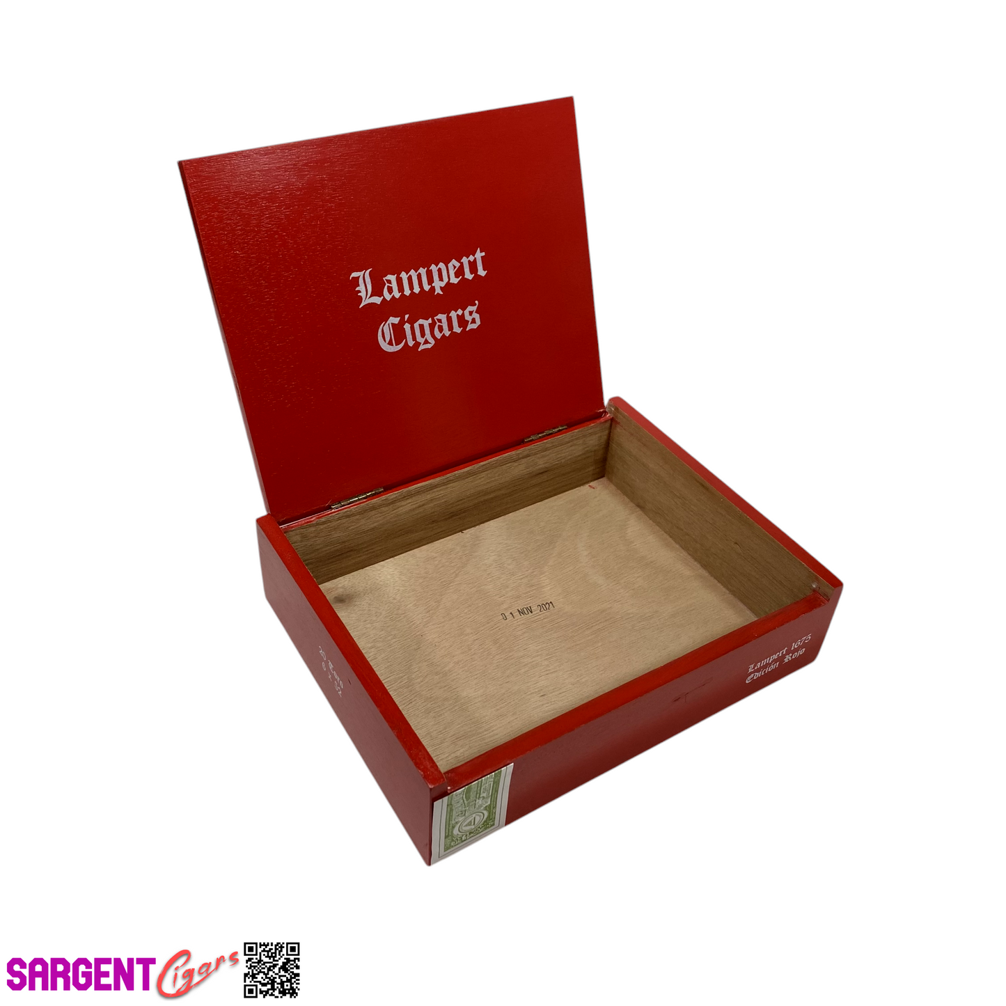 Lampert 1675 Rojo Toro Empty Wooden Cigar Box 8.75x7x2.25