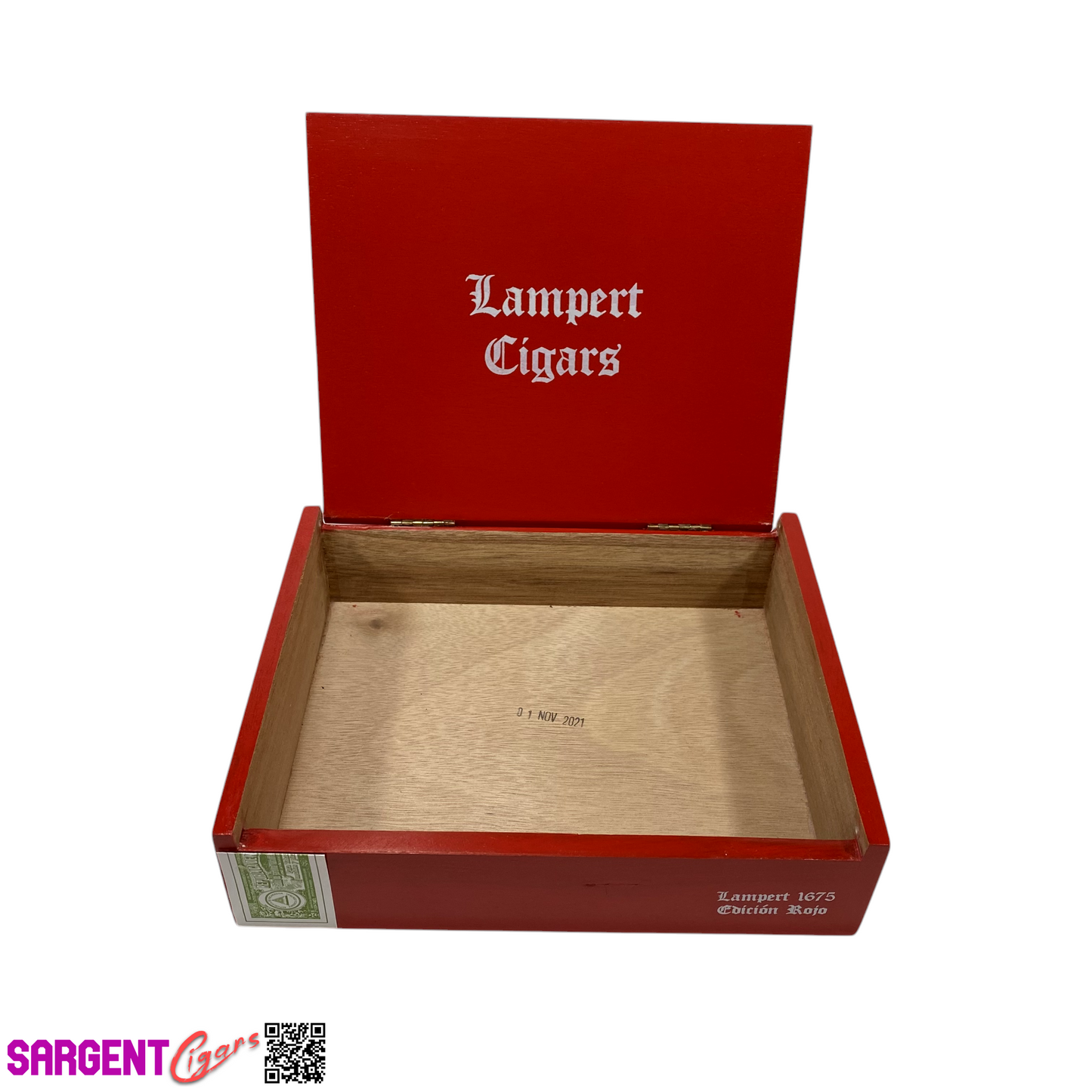 Lampert 1675 Rojo Toro Empty Wooden Cigar Box 8.75x7x2.25