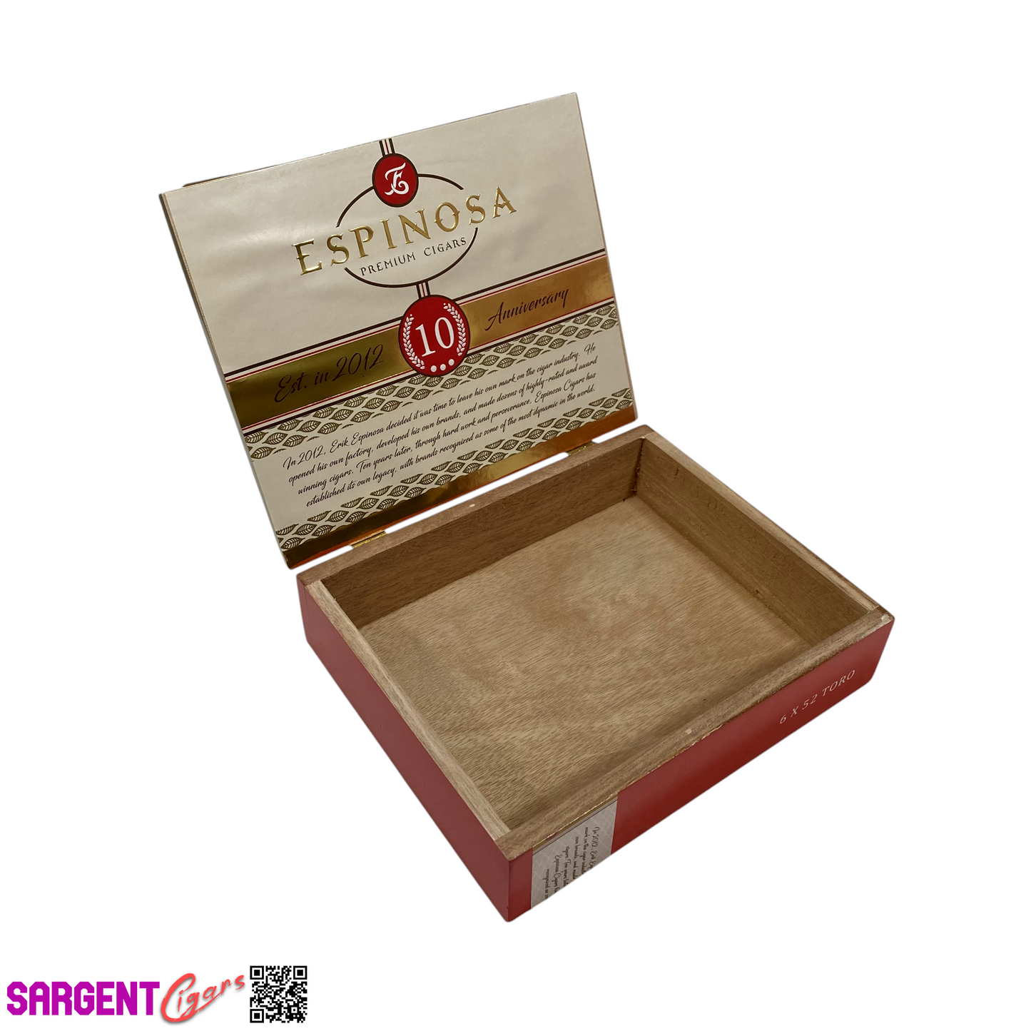 Espinosa 10th Anniversary Toro Empty Wooden Cigar Box 8.5x7x2