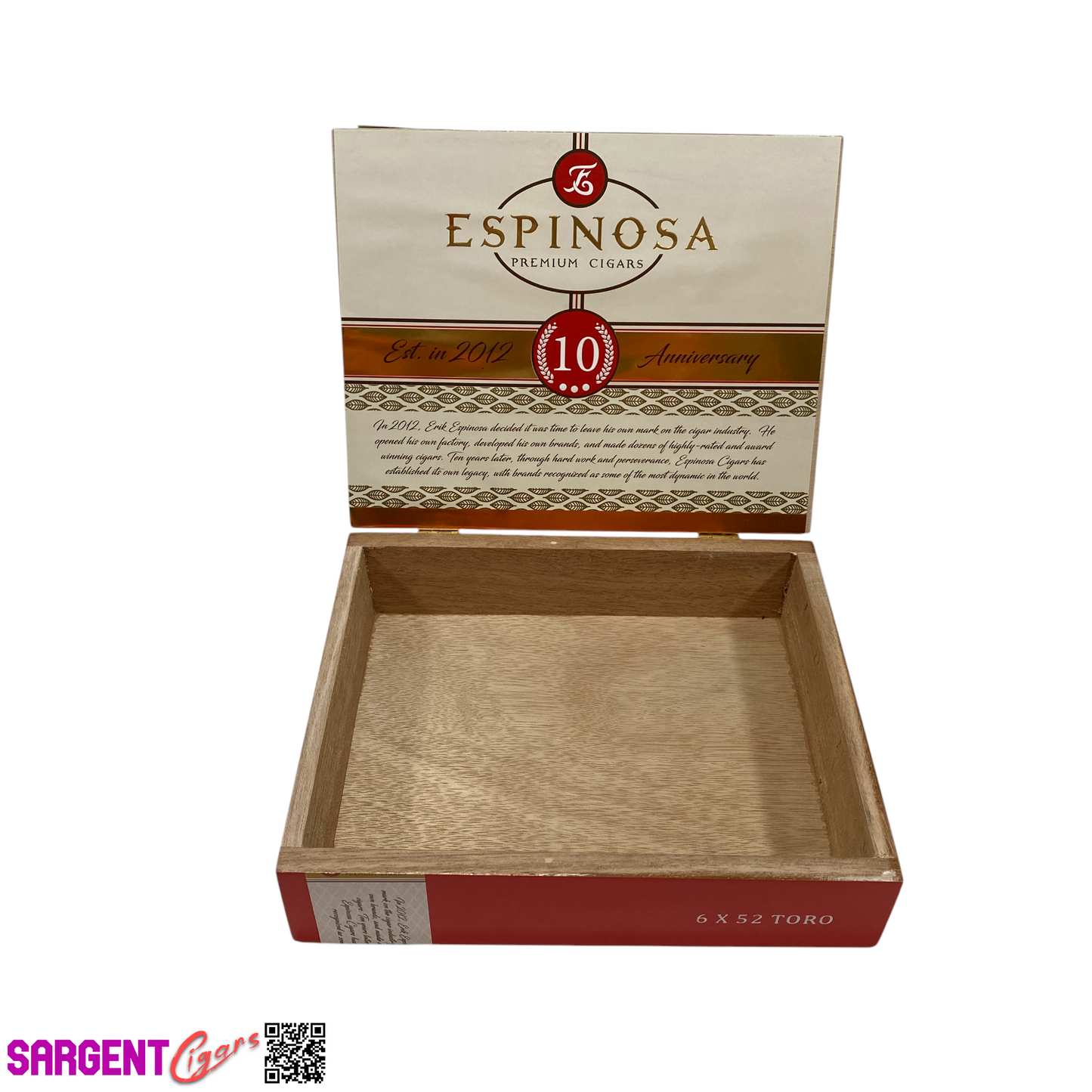 Espinosa 10th Anniversary Toro Empty Wooden Cigar Box 8.5x7x2