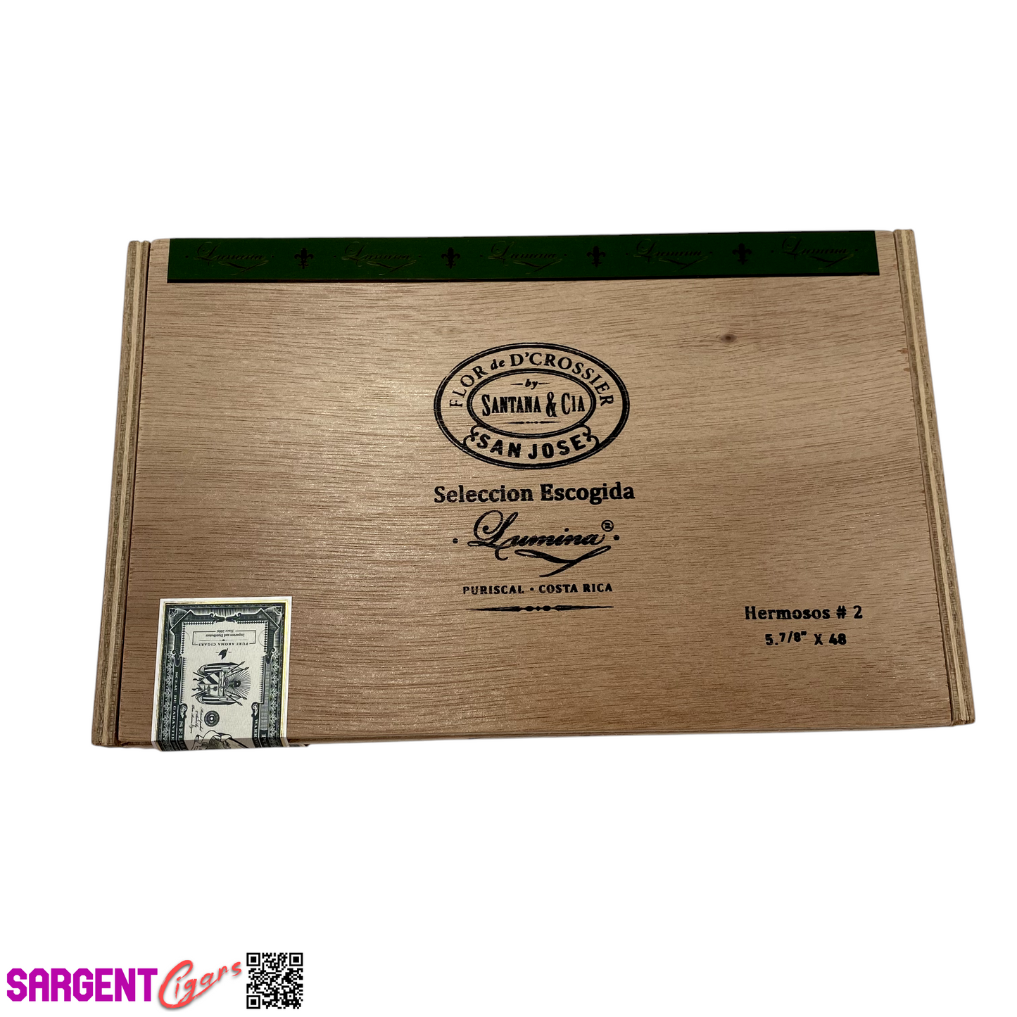 Flor De D'Crossier Hermosos No2 Empty Wooden Cigar Box 10.5x6.5x2