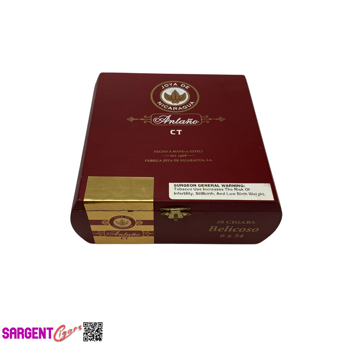 Joya De Nicaragua Antano Connecticut Belicoso Empty Wooden Cigar Box 7x6.75x2.75