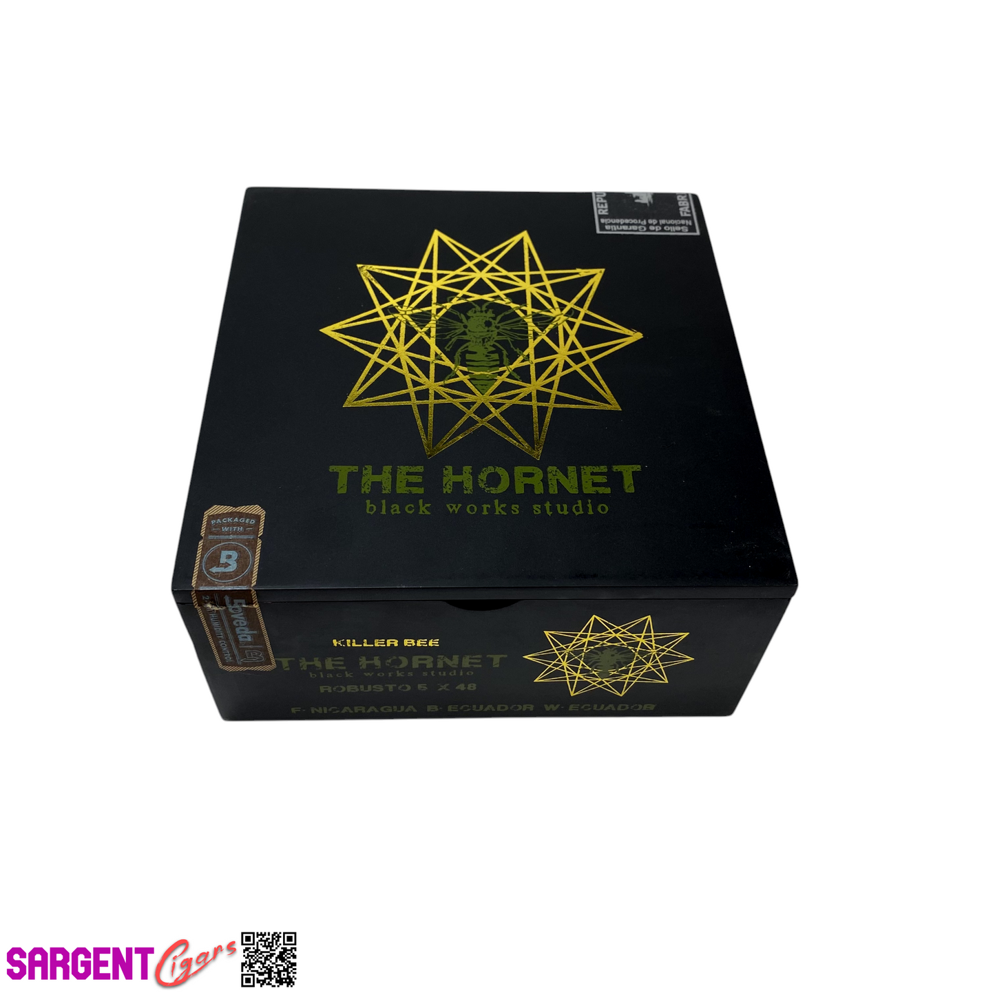 Killer Bee The Hornet Robusto Empty Wooden Cigar Box 6x6x3