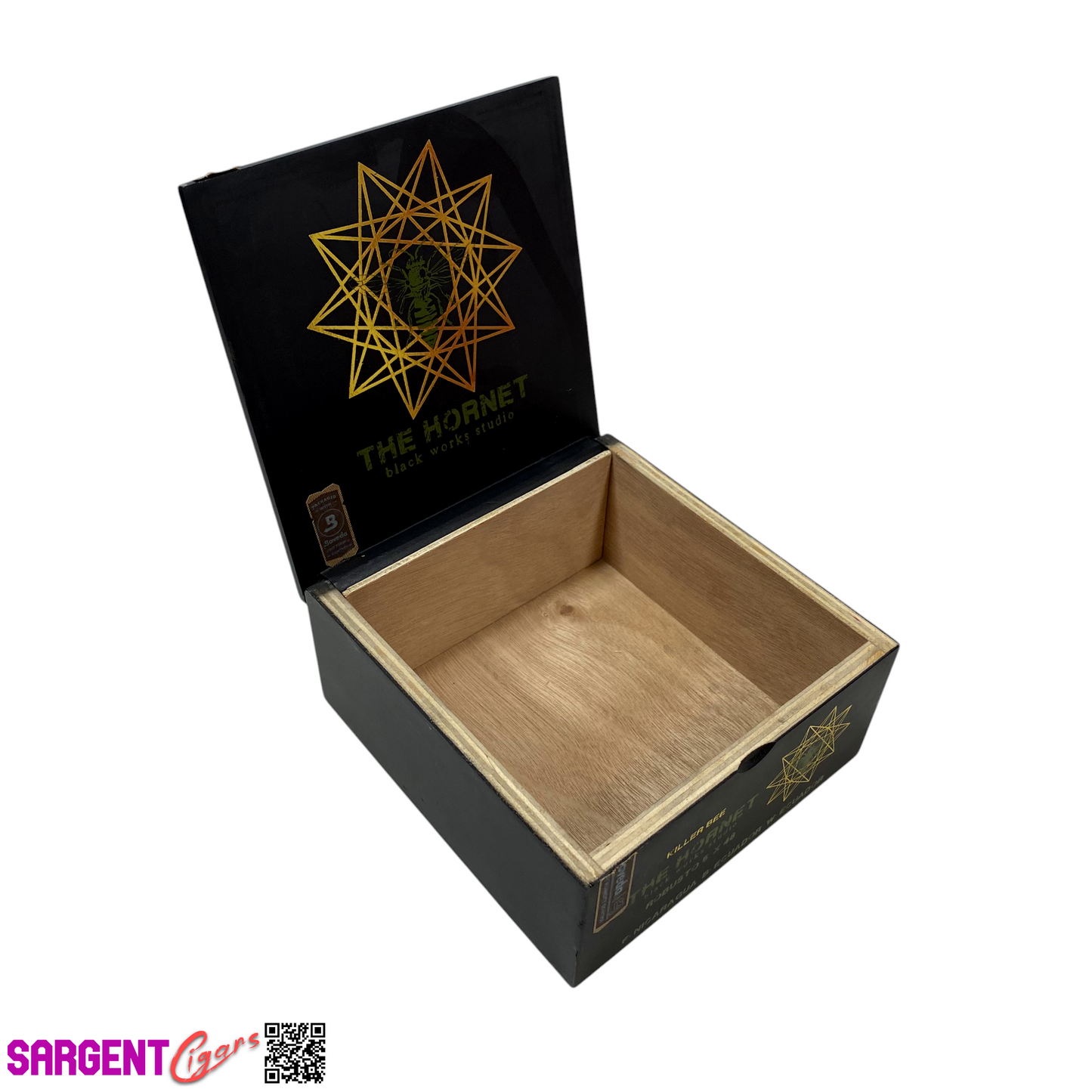 Killer Bee The Hornet Robusto Empty Wooden Cigar Box 6x6x3