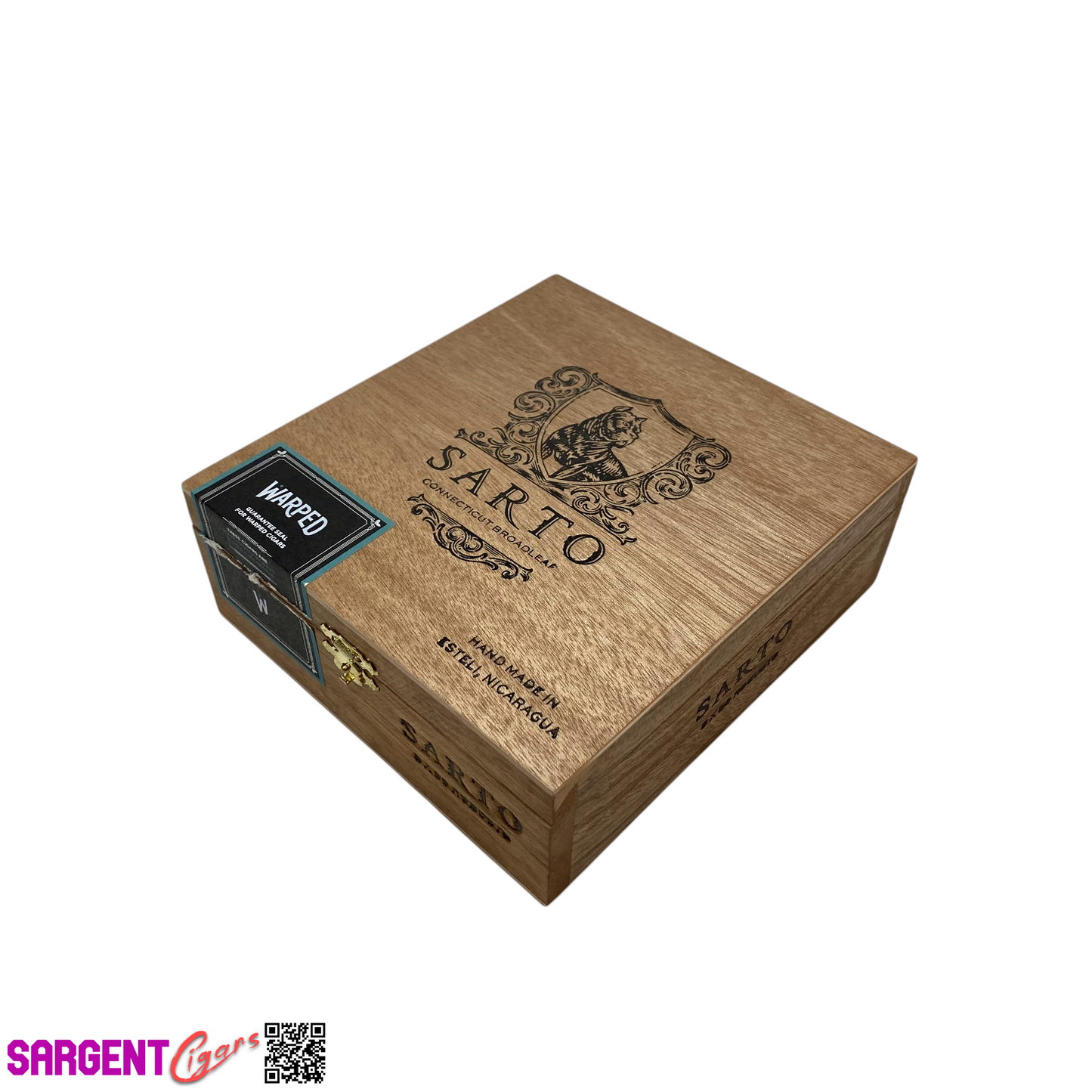 Warped Cigars Sarto Robusto Empty Wooden Cigar Box 6.5x7x2.5