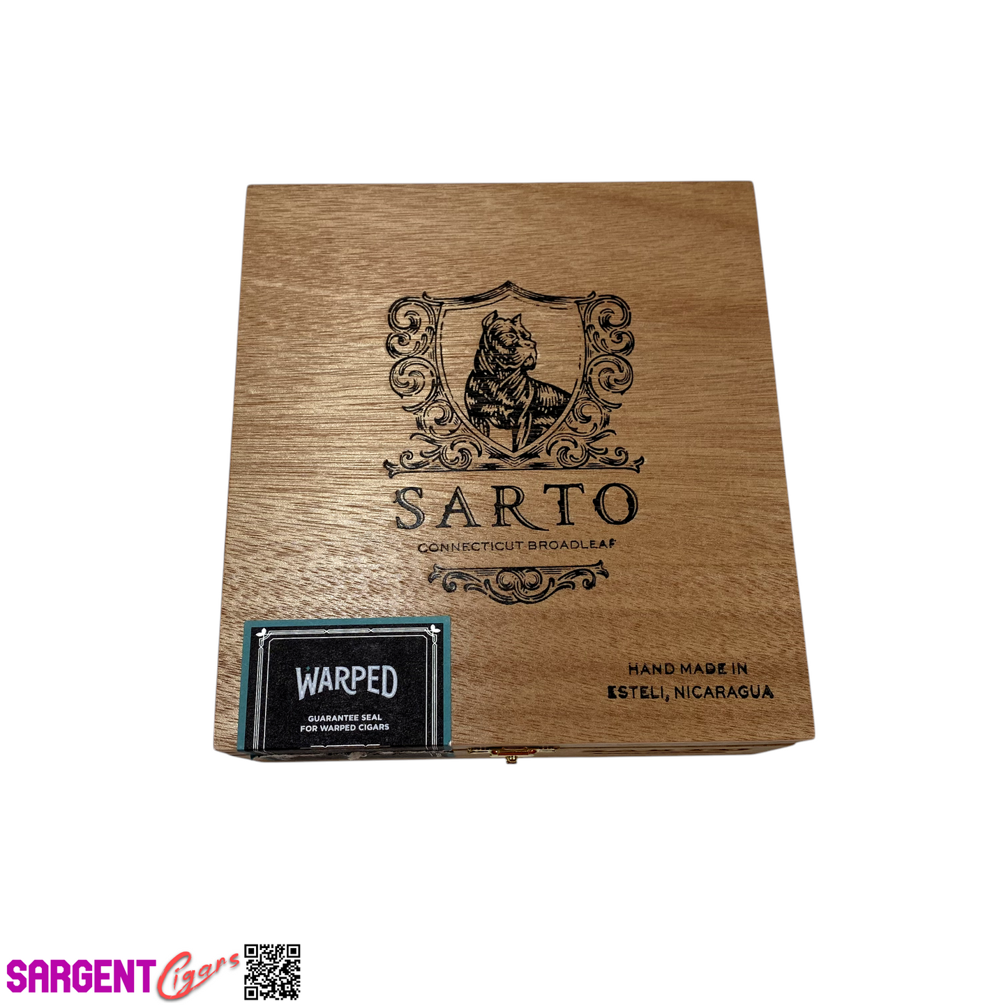 Warped Cigars Sarto Robusto Empty Wooden Cigar Box 6.5x7x2.5