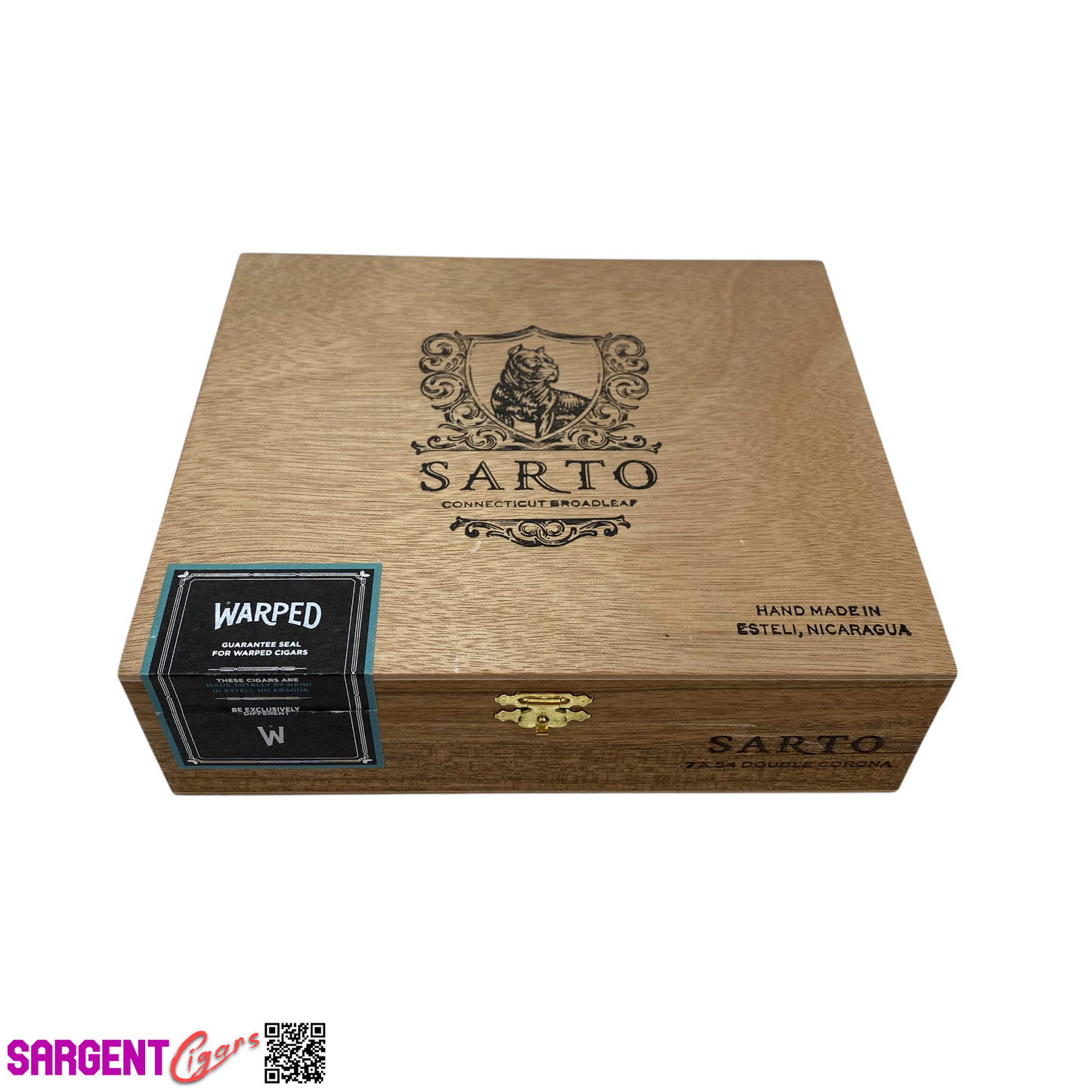 Warped Cigars Sarto Double Corona Empty Wooden Cigar Box 9x6.75x2 (1)
