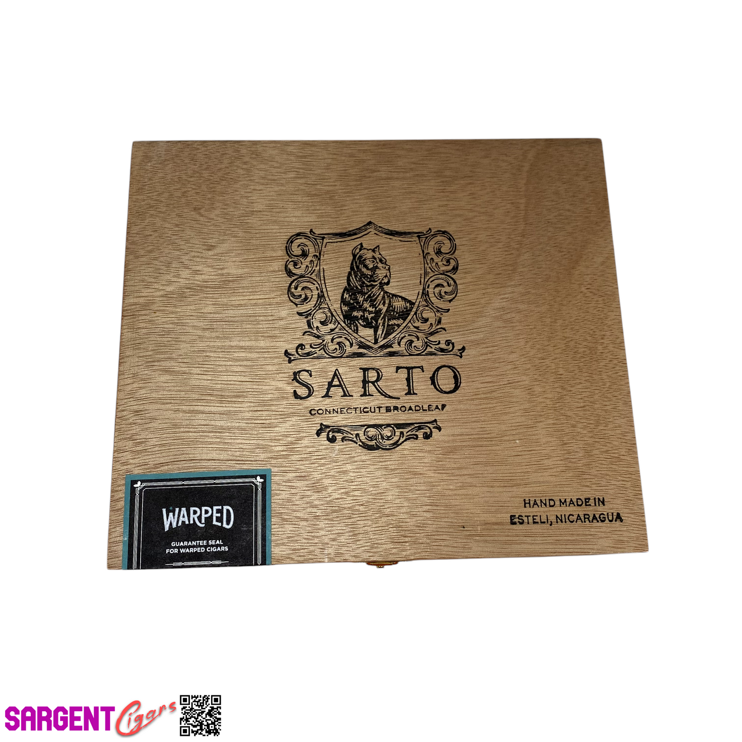 Warped Cigars Sarto Double Corona Empty Wooden Cigar Box 9x6.75x2 (1)