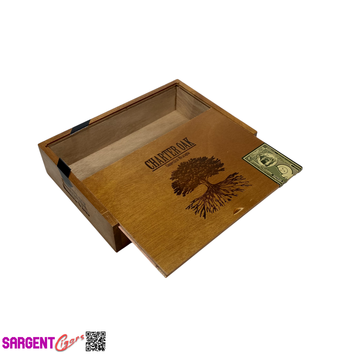 Charter Oak Hab Grande Empty Wooden Cigar Box 9.75x6.75x2.25