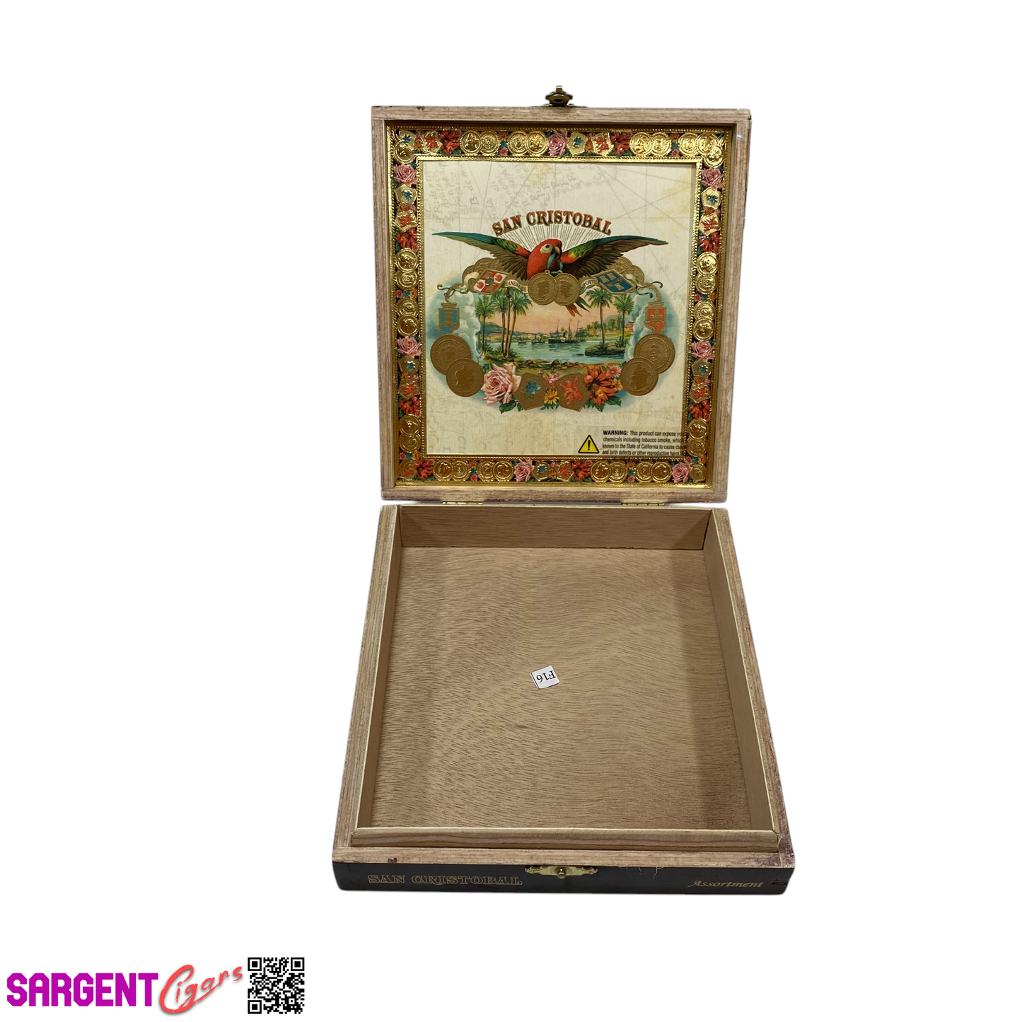 San Cristobal Assortment Empty Wooden Cigar Box 6.5x7x1.5