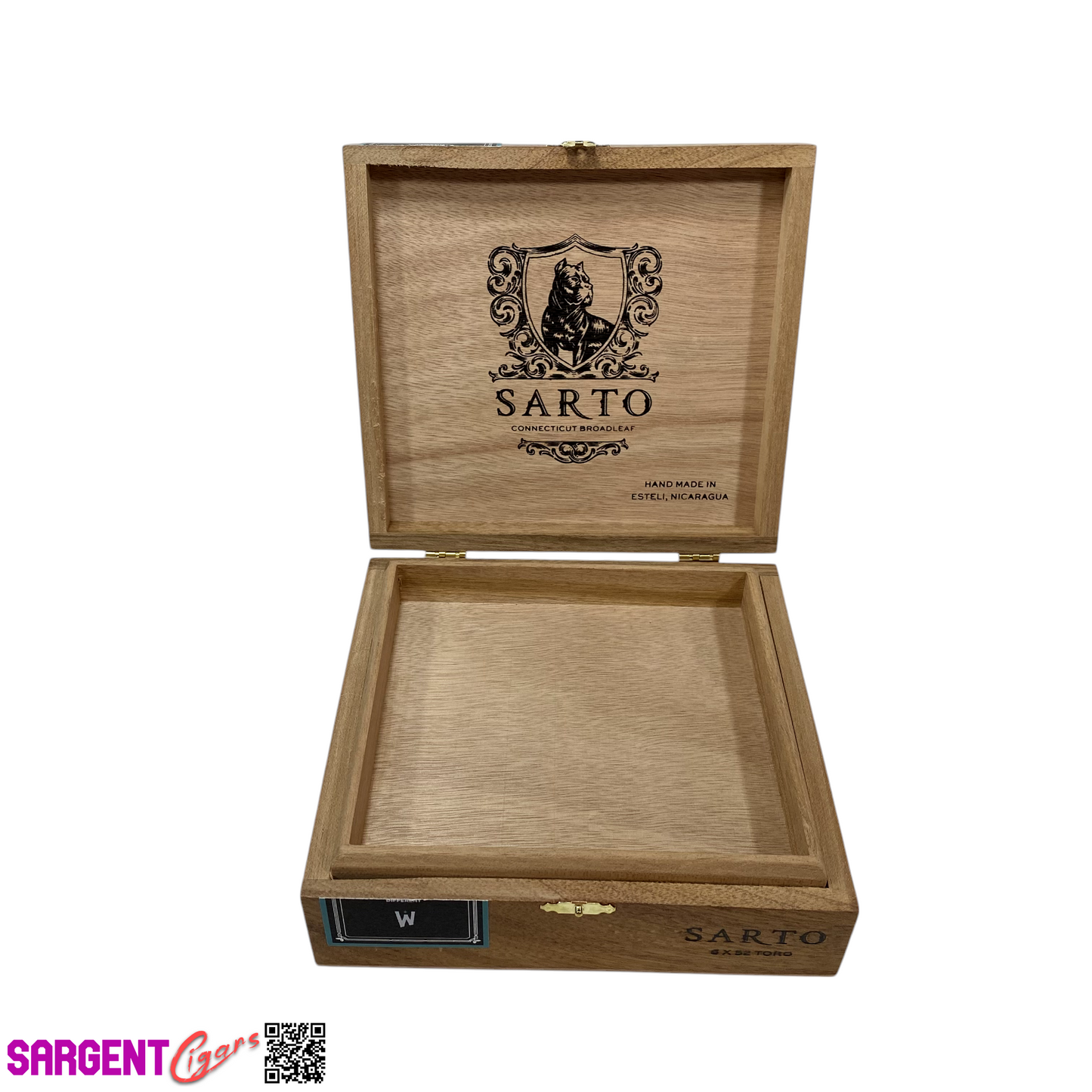 Warped Cigars Sarto Toro Empty Wooden Cigar Box 7.5x7x2.5