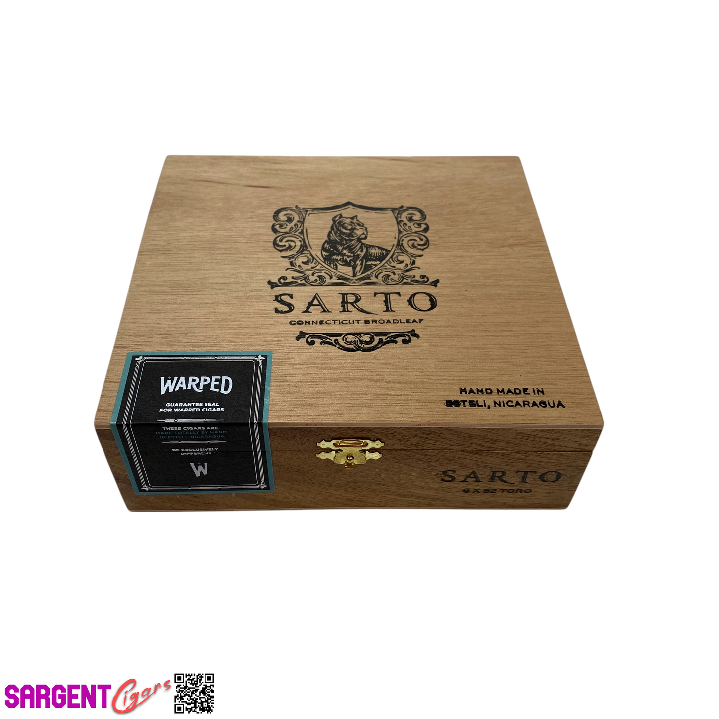 Warped Cigars Sarto Toro Empty Wooden Cigar Box 7.5x7x2.5