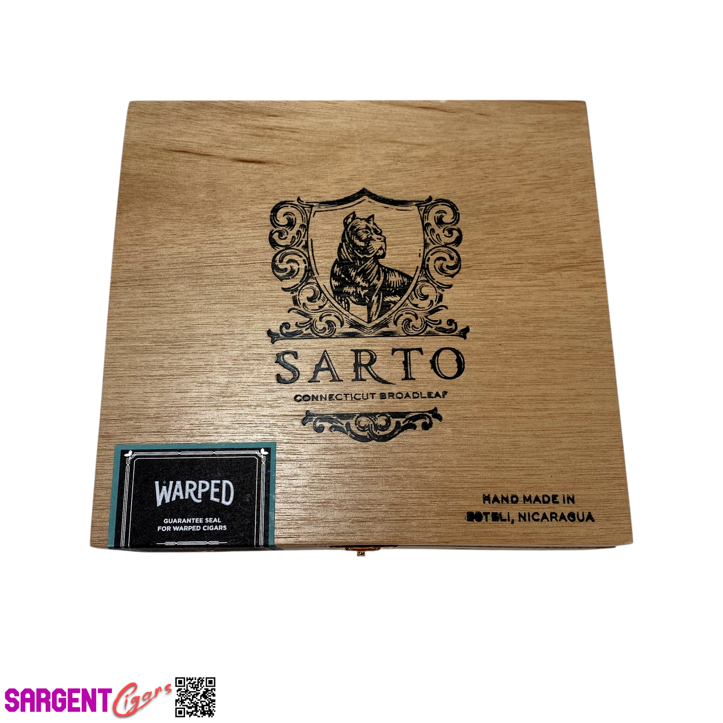 Warped Cigars Sarto Toro Empty Wooden Cigar Box 7.5x7x2.5