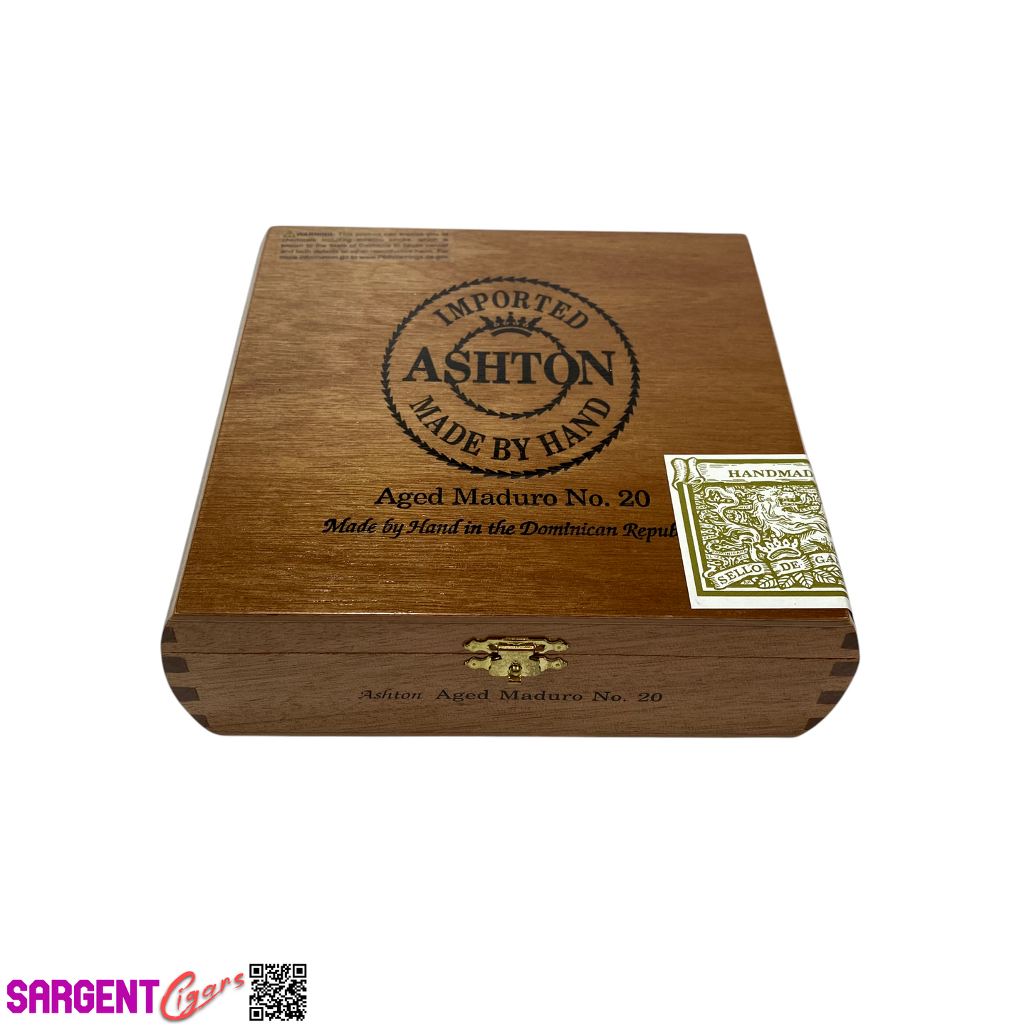 Ashton Classic Maduro No20 Empty Wooden Cigar Box 6.75x6.25x2.25