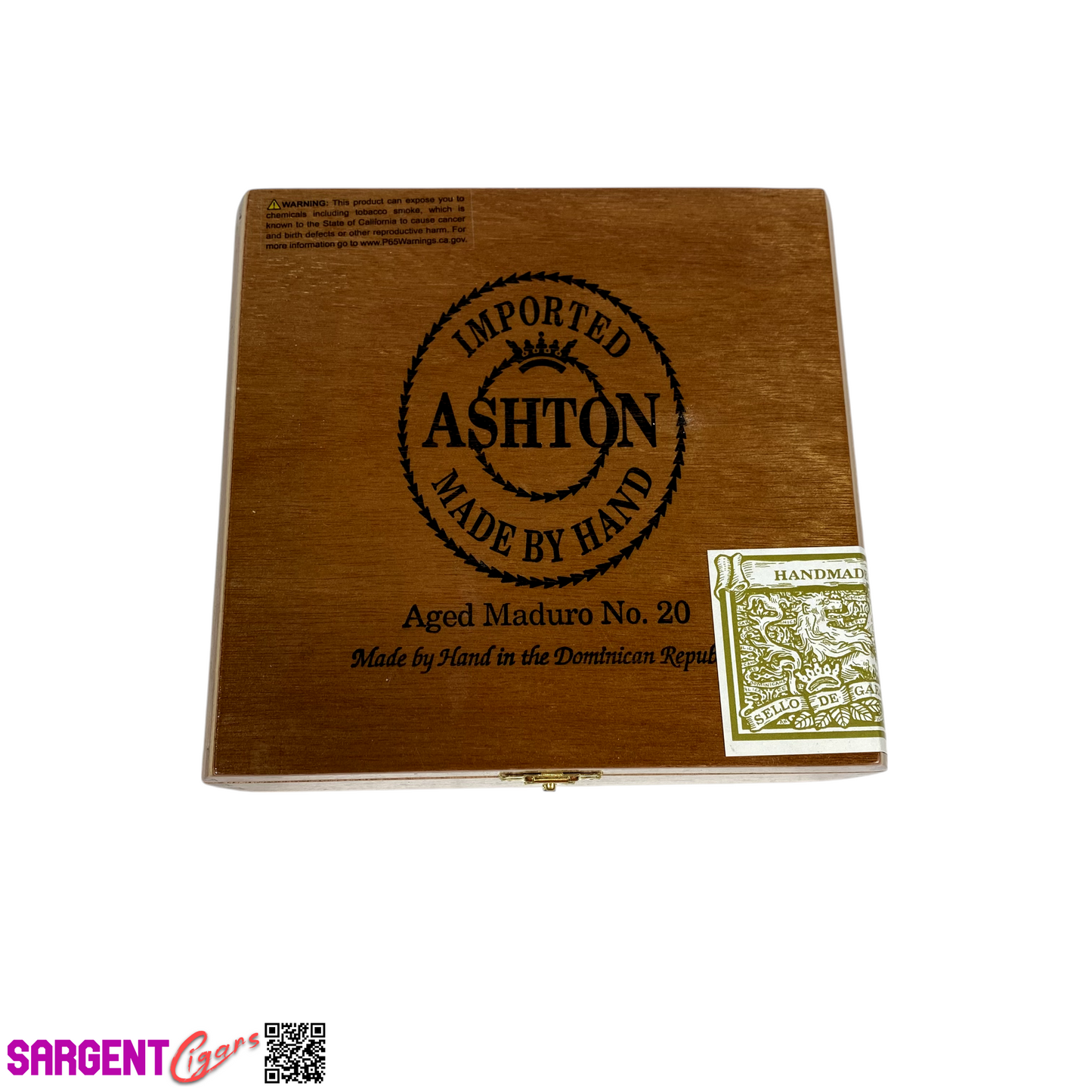 Ashton Classic Maduro No20 Empty Wooden Cigar Box 6.75x6.25x2.25