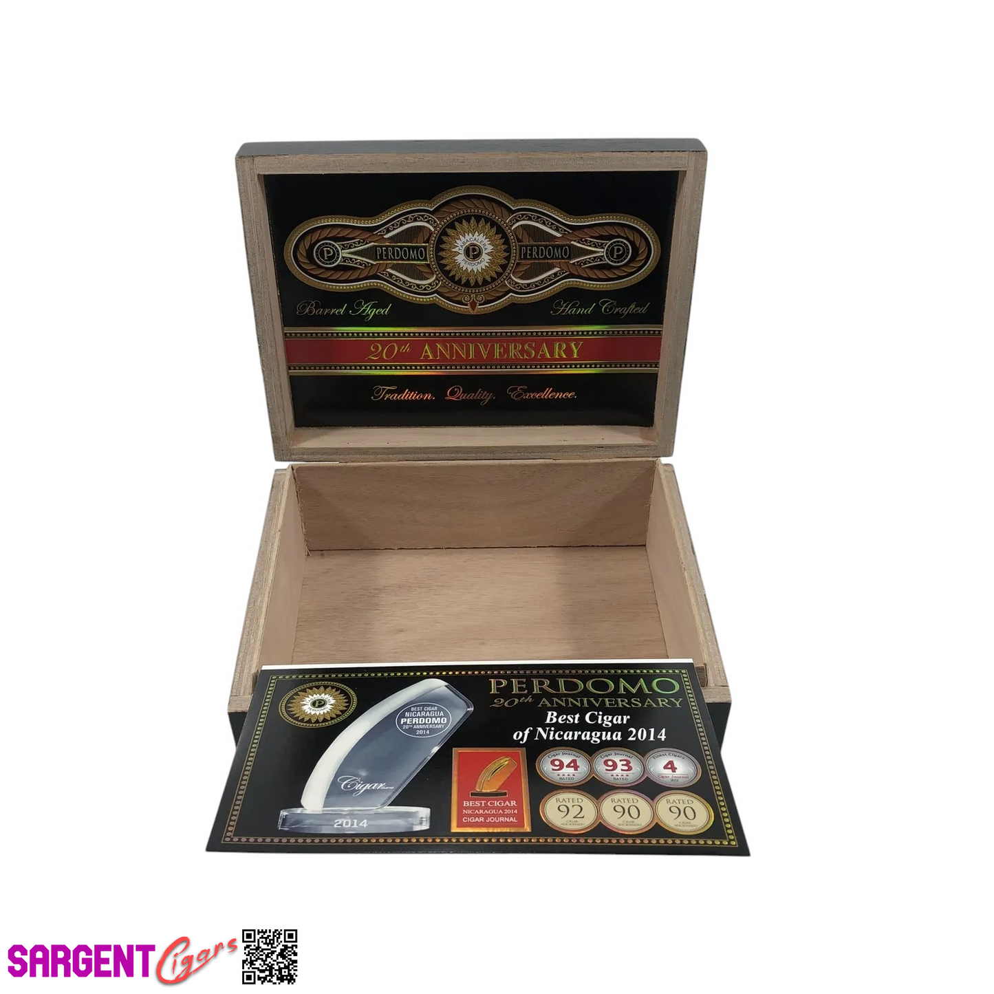 Perdomo 20th Anniversary Maduro Robusto Empty Wooden Cigar Box 8x6x3