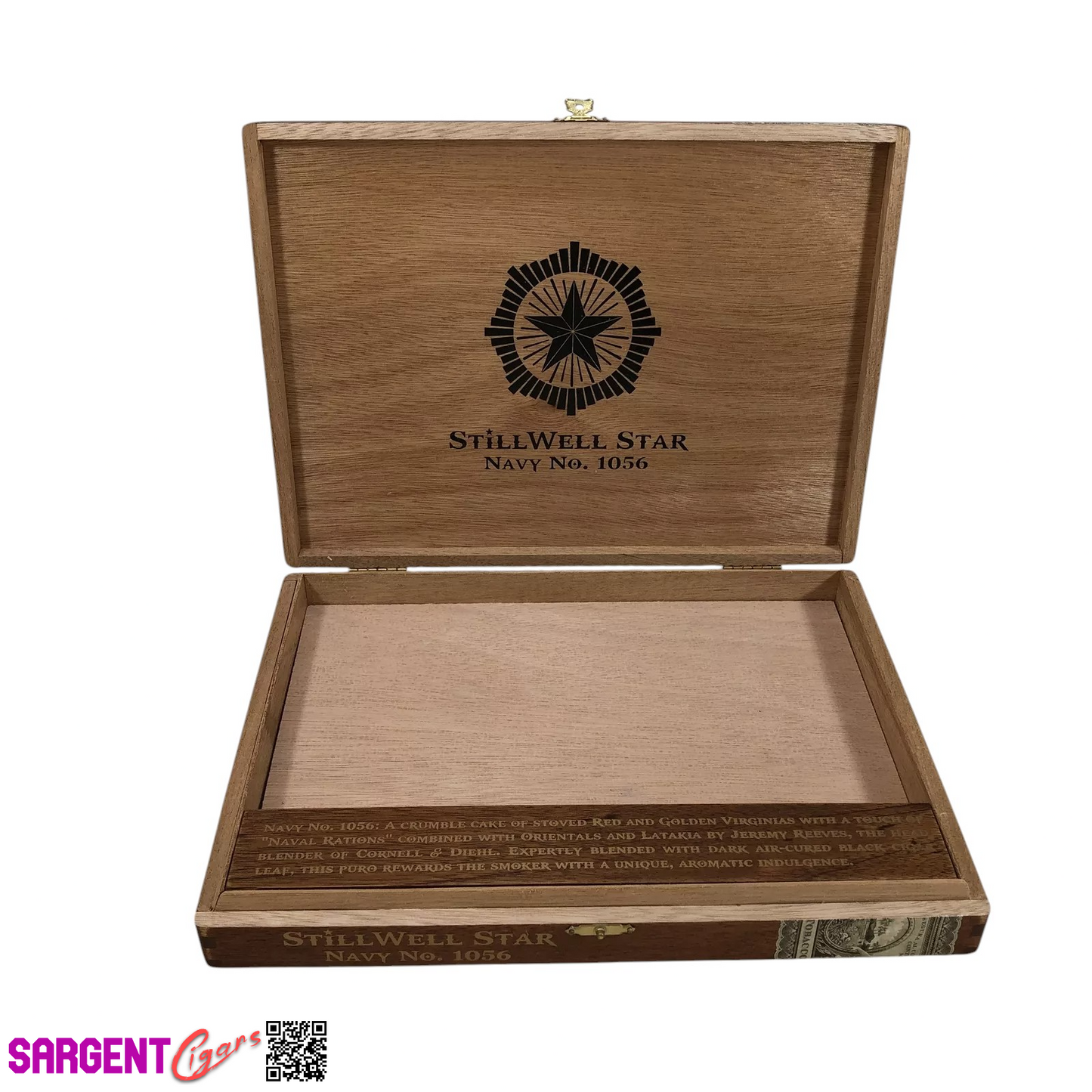 Dunbarton Stillwell Star Navy No1056 Empty Wooden Cigar Box 11.5x8.5x1.5