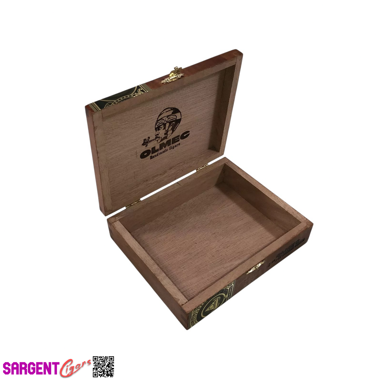 Olmec Corona Gorda Empty Wooden Cigar Box 6.5x5.5x2 (1)