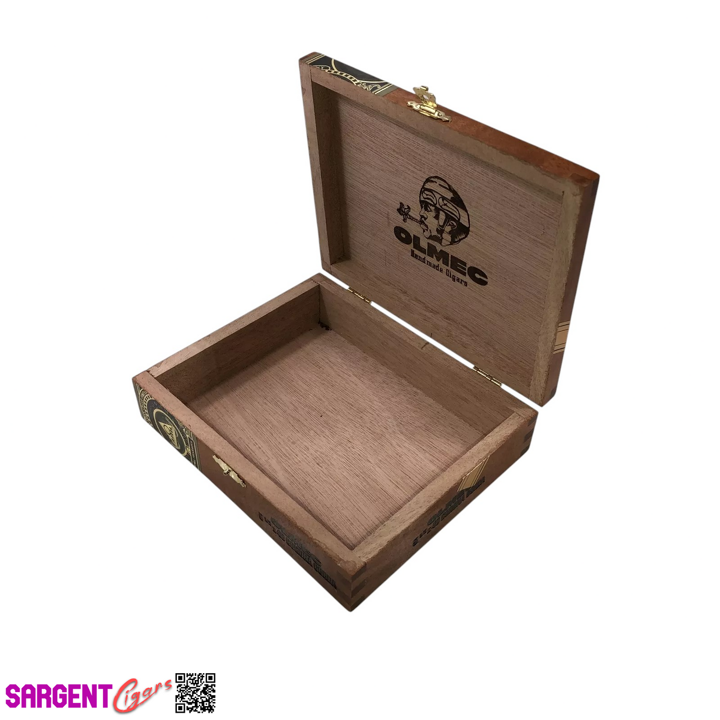 Olmec Corona Gorda Empty Wooden Cigar Box 6.5x5.5x2 (1)