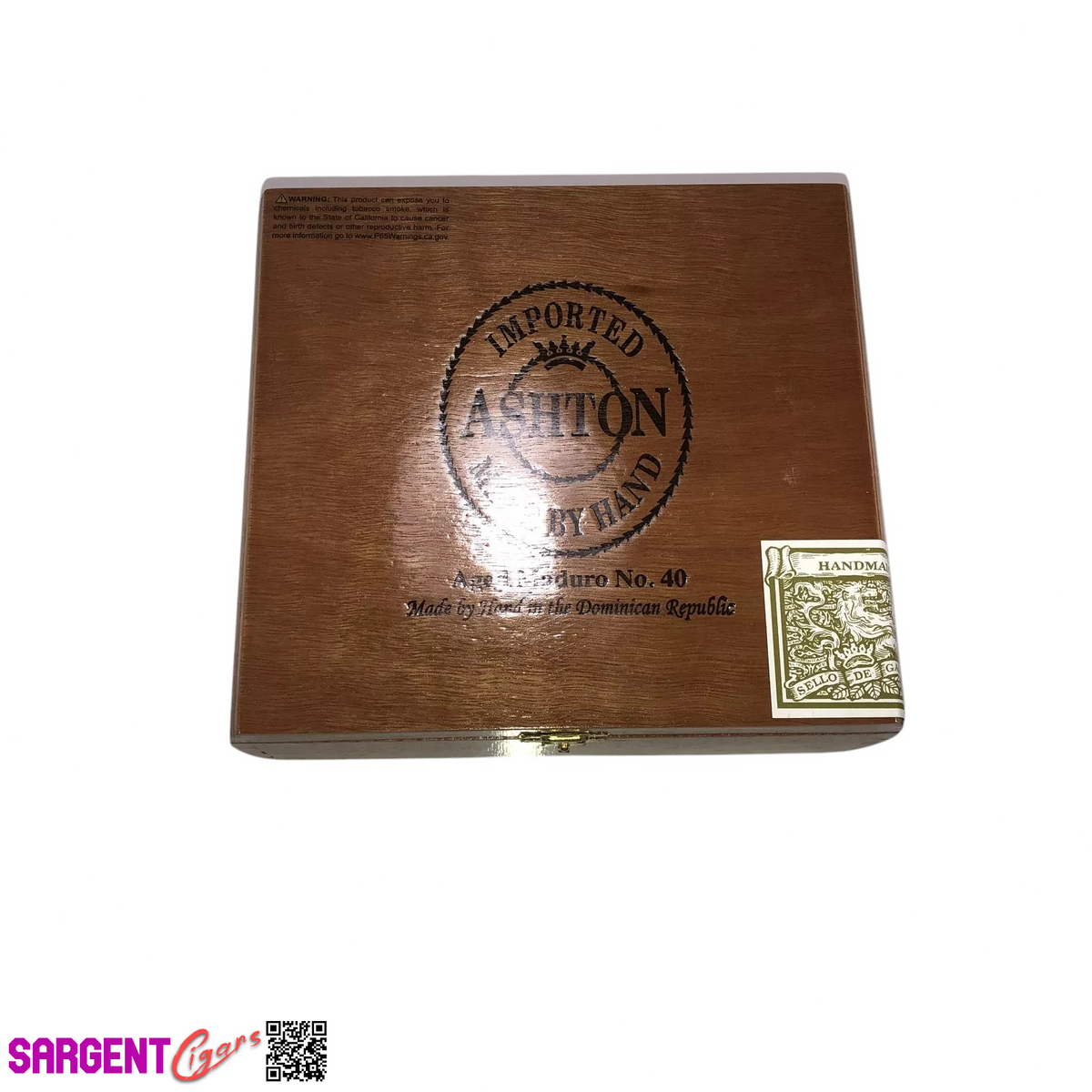 Ashton Classic Maduro No40 Empty Wooden Cigar Box 7.75x6.75x2.5