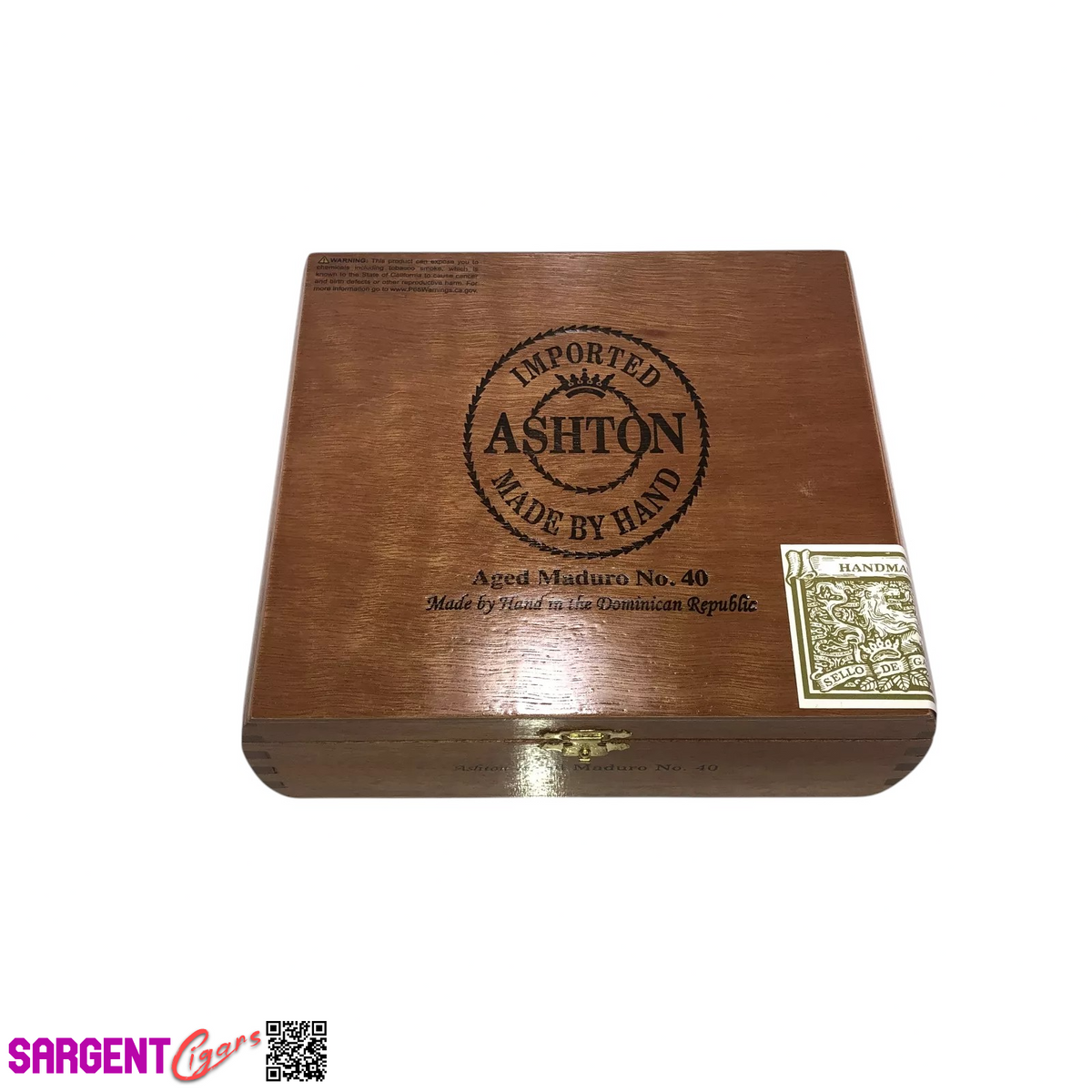 Ashton Classic Maduro No40 Empty Wooden Cigar Box 7.75x6.75x2.5