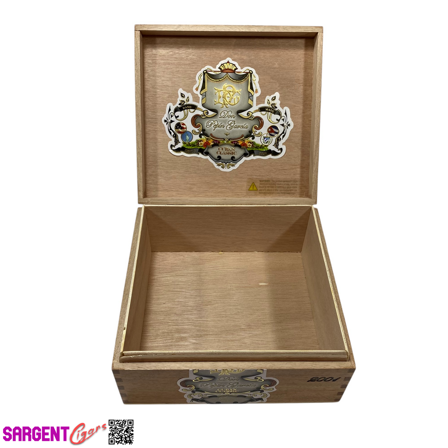 Don Pepin Garcia 2001 Toro Gordo Empty Wooden Cigar Box 7.25x7x3.25