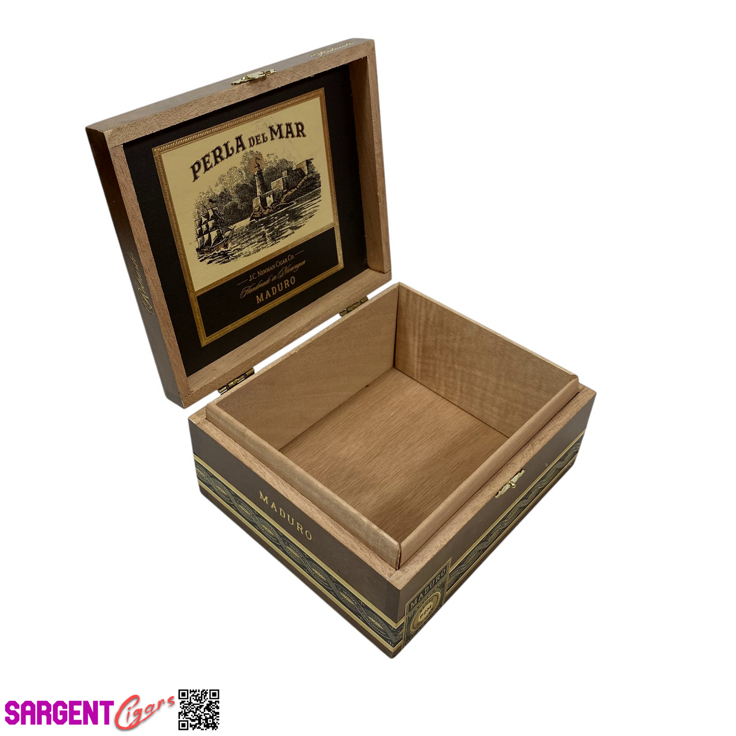 Perla Del Mar Maduro Robusto Empty Wooden Cigar Box 6.75x6x3.25