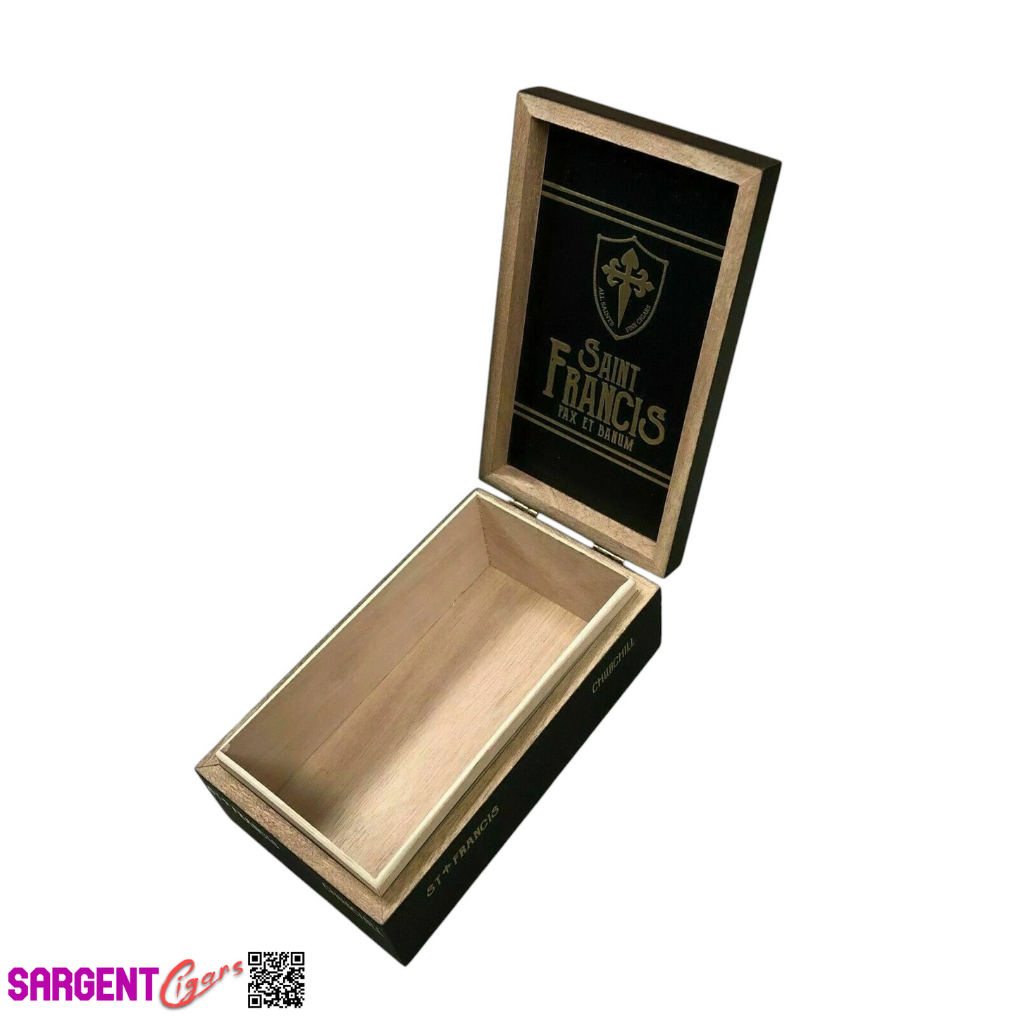 All Saints Cigars Saint Francis Churchill Empty Wooden Cigar Box 5x8x3