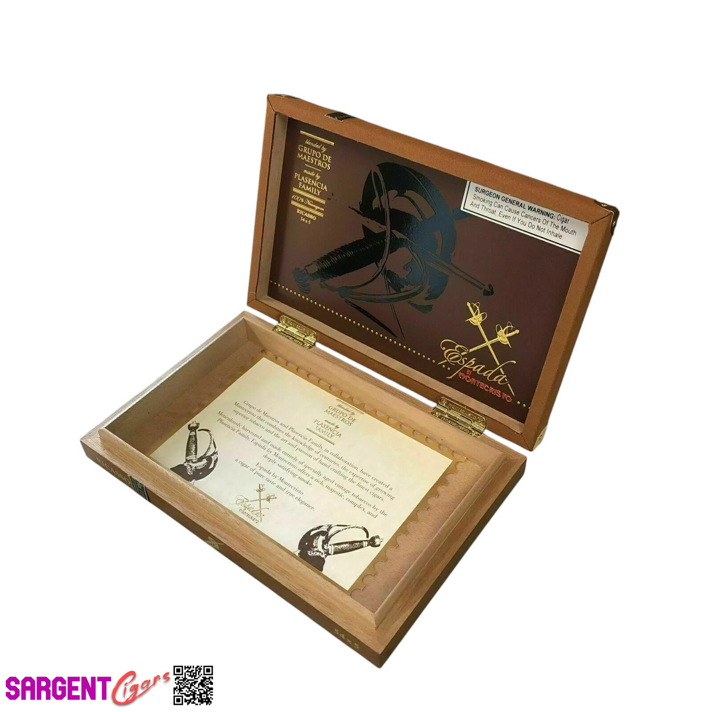 Montecristo Espada Ricasso Empty Wooden Cigar Box 9.5x6x1.5