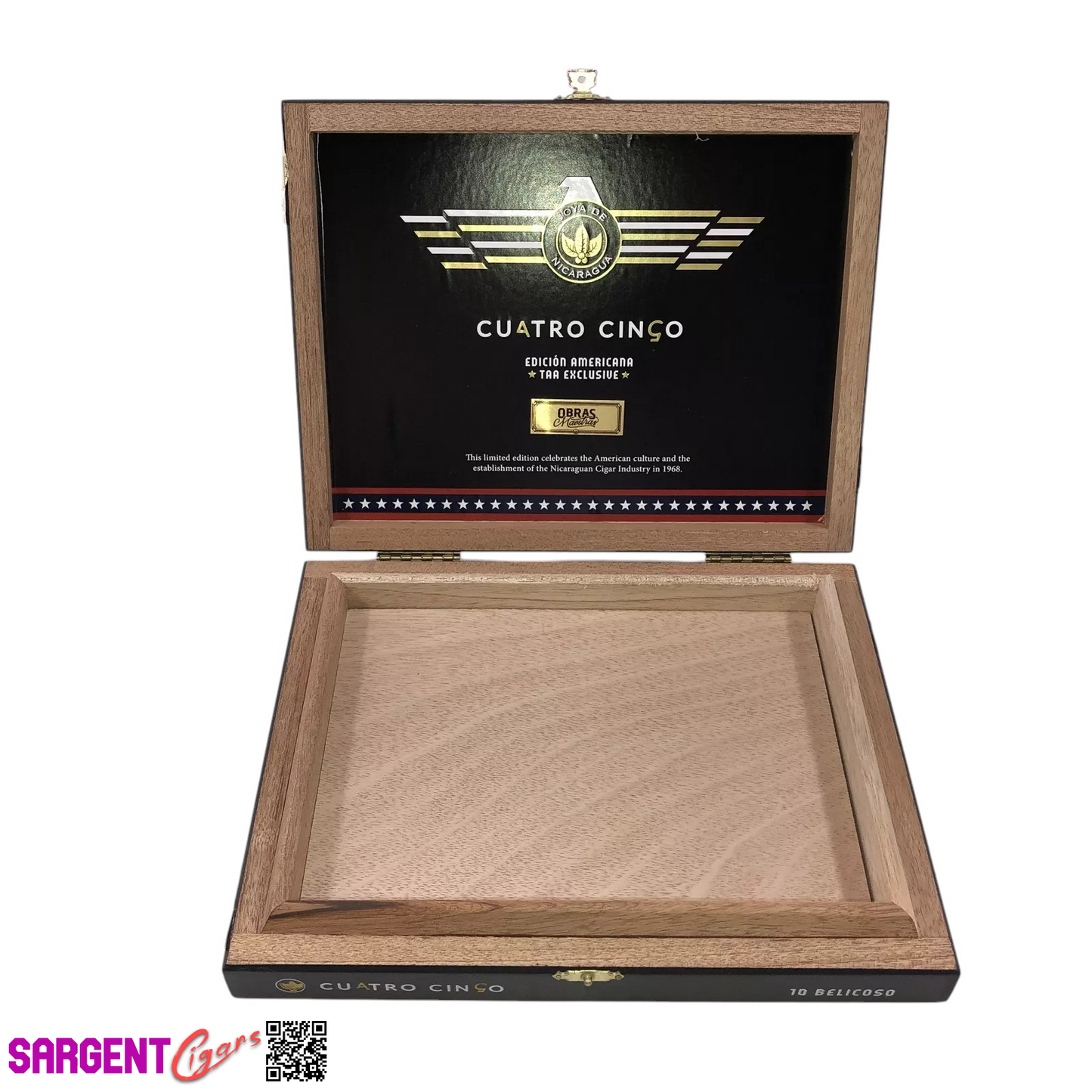 Joya De Nicaragua Cinco Belicoso TAA Empty Wooden Cigar Box 10.25x8x1.5