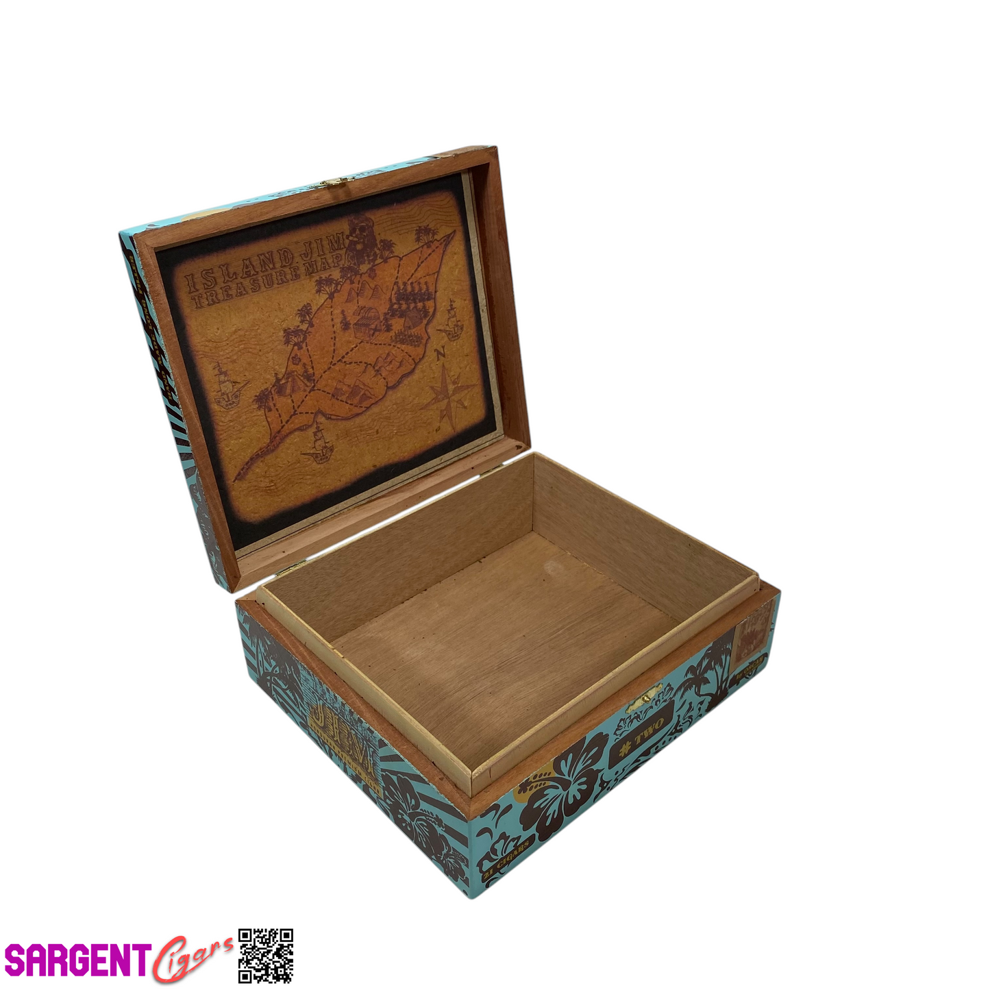 Island Jim Empty Wooden Cigar Box 8.5x7.5x2.75