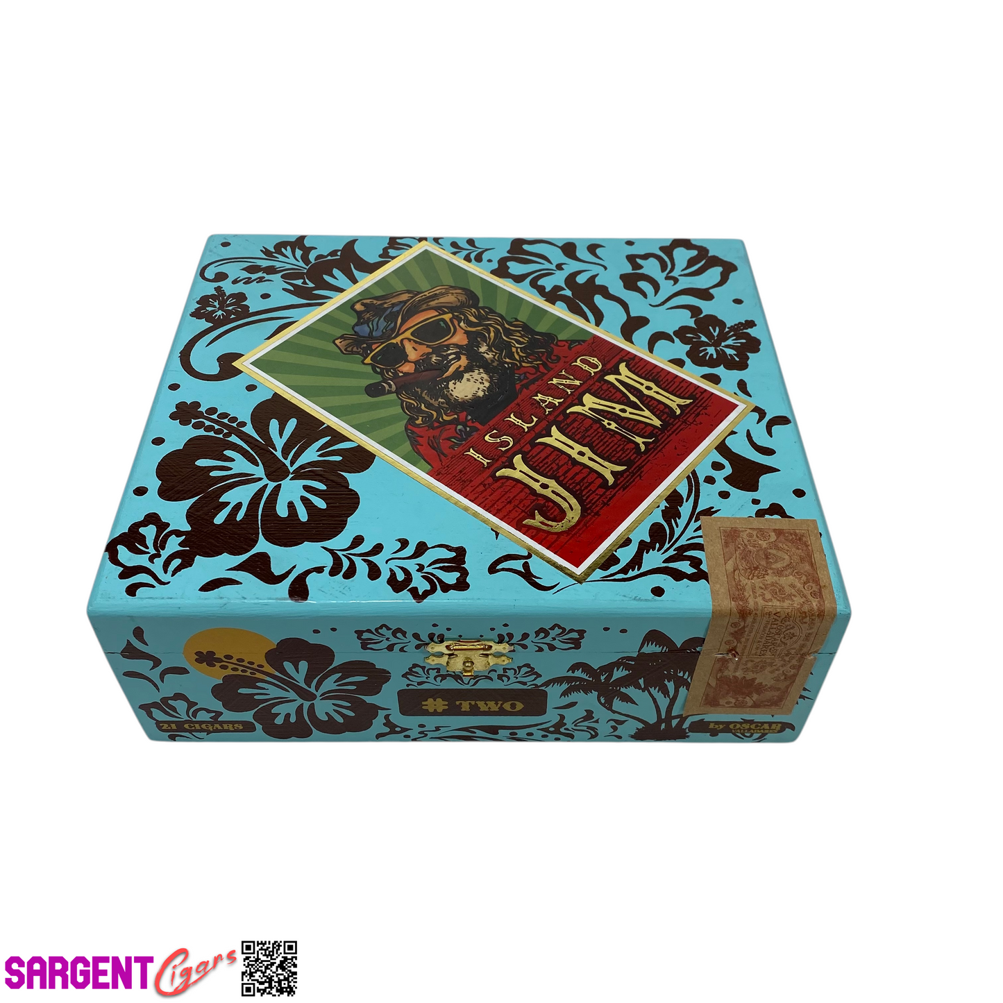 Island Jim Empty Wooden Cigar Box 8.5x7.5x2.75