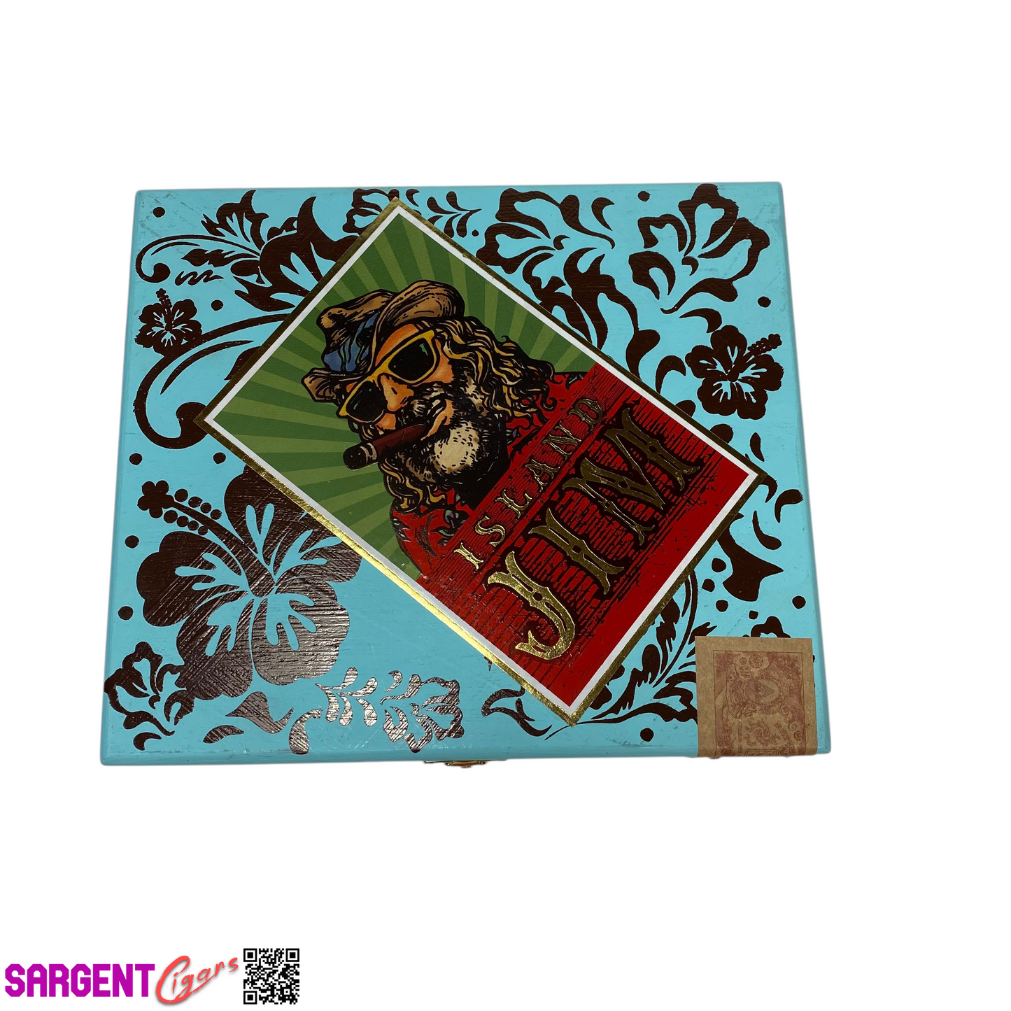 Island Jim Empty Wooden Cigar Box 8.5x7.5x2.75