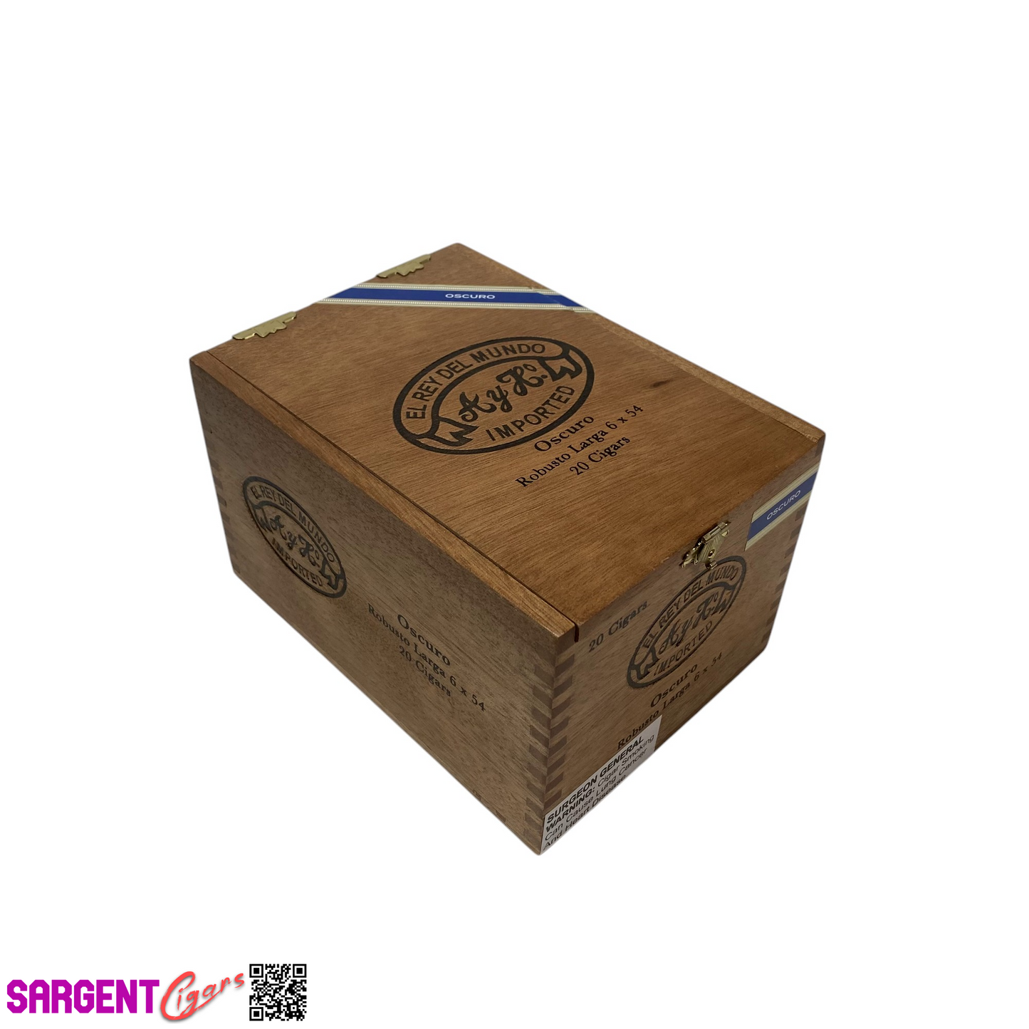 Del Mundo Oscuro Robusto Larga Empty Wooden Cigar Box 5x7x4