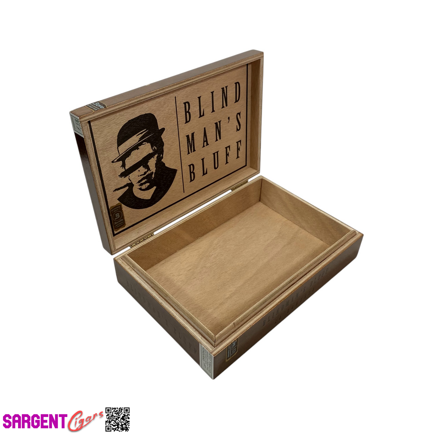Blind Man’s Bluff Robusto Empty Wooden Cigar Box 8.75x6x2 (1)