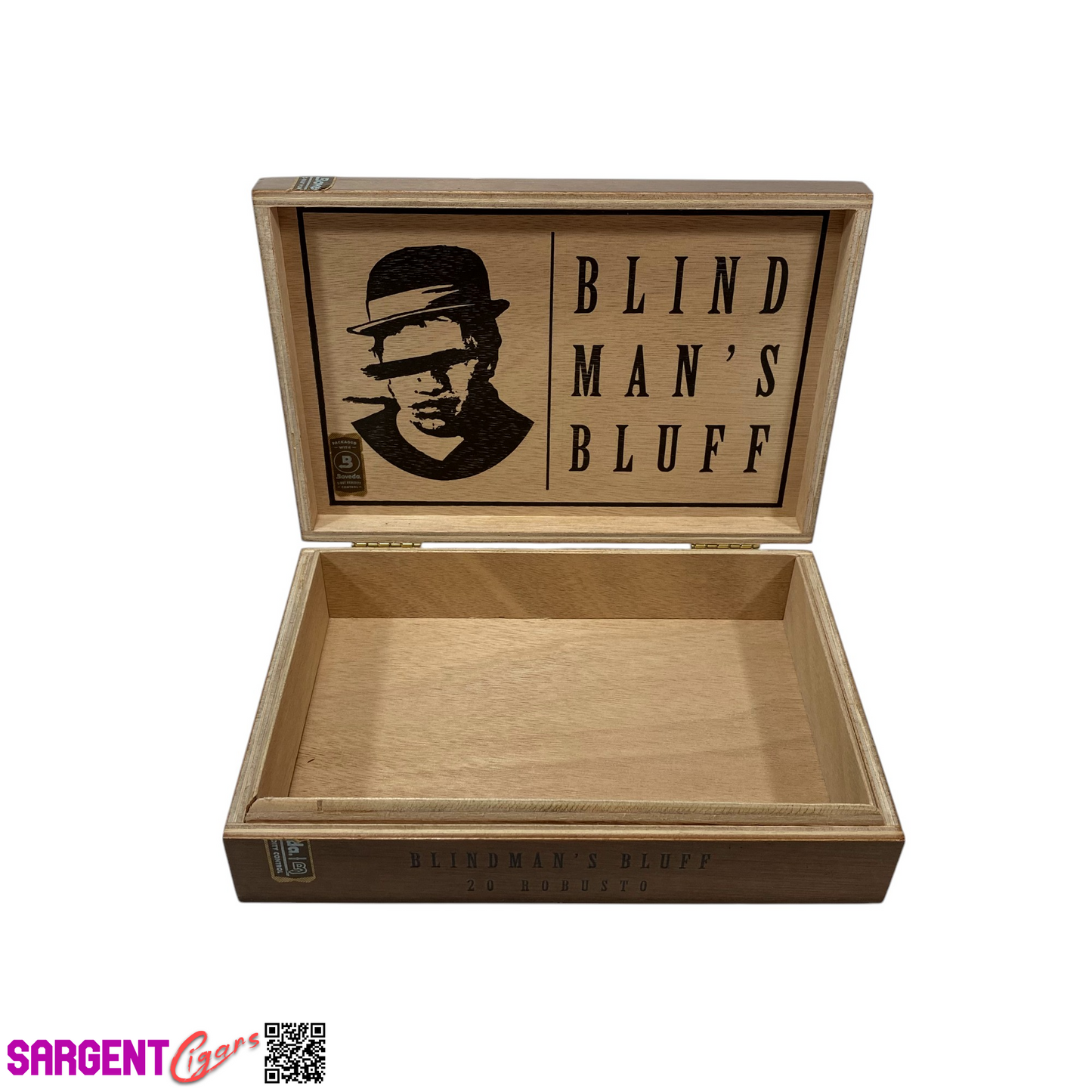 Blind Man’s Bluff Robusto Empty Wooden Cigar Box 8.75x6x2 (1)