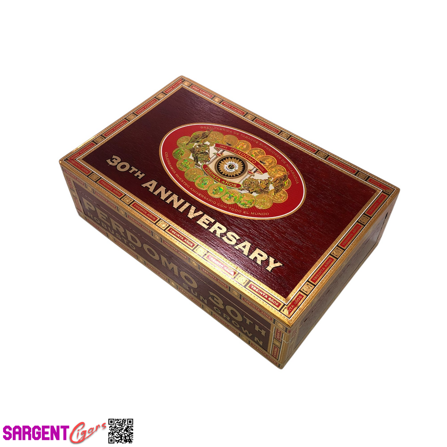 Perdomo 30th Sun Grown Robusto Empty Wooden Cigar Box 9.5x6.25x2.75