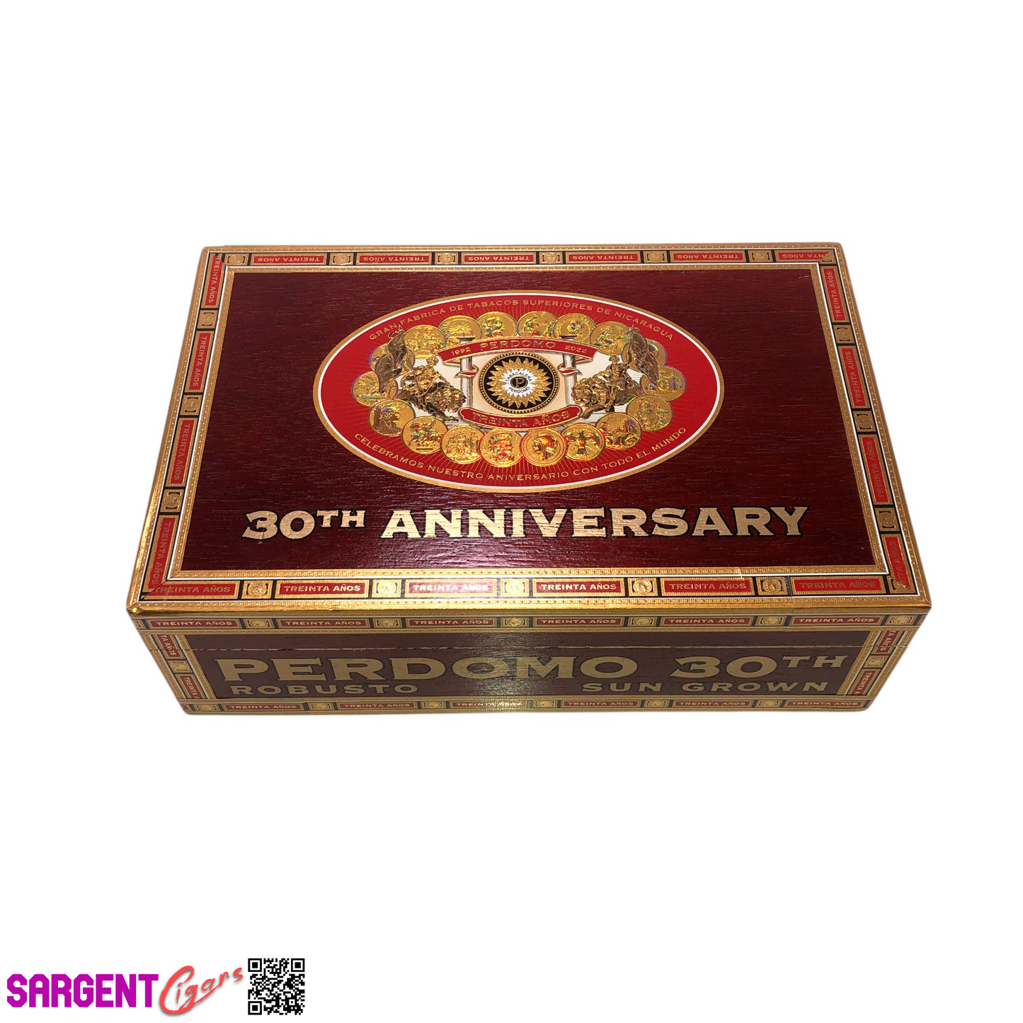 Perdomo 30th Sun Grown Robusto Empty Wooden Cigar Box 9.5x6.25x2.75