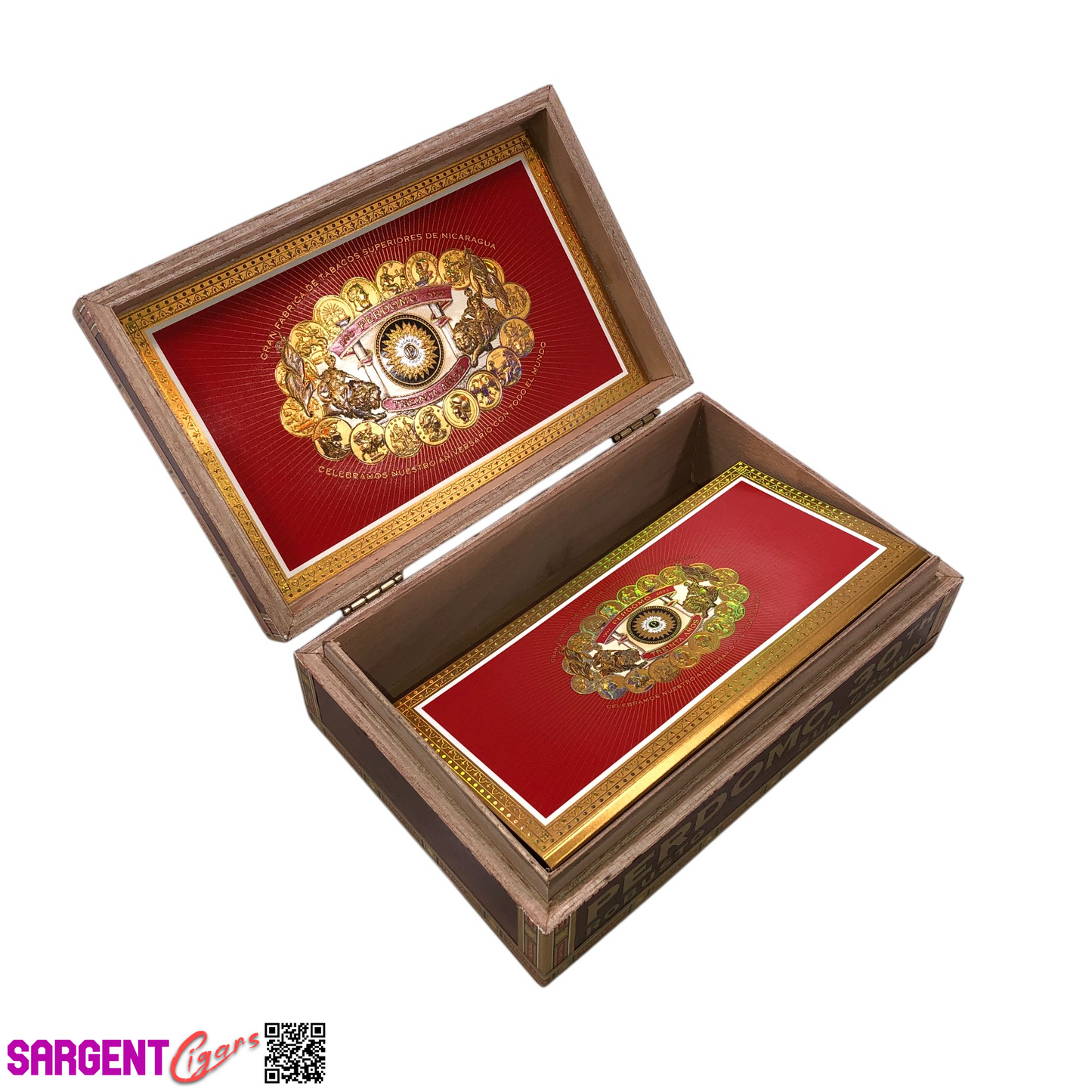 Perdomo 30th Sun Grown Robusto Empty Wooden Cigar Box 9.5x6.25x2.75