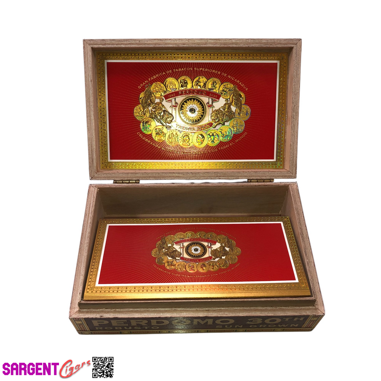 Perdomo 30th Sun Grown Robusto Empty Wooden Cigar Box 9.5x6.25x2.75