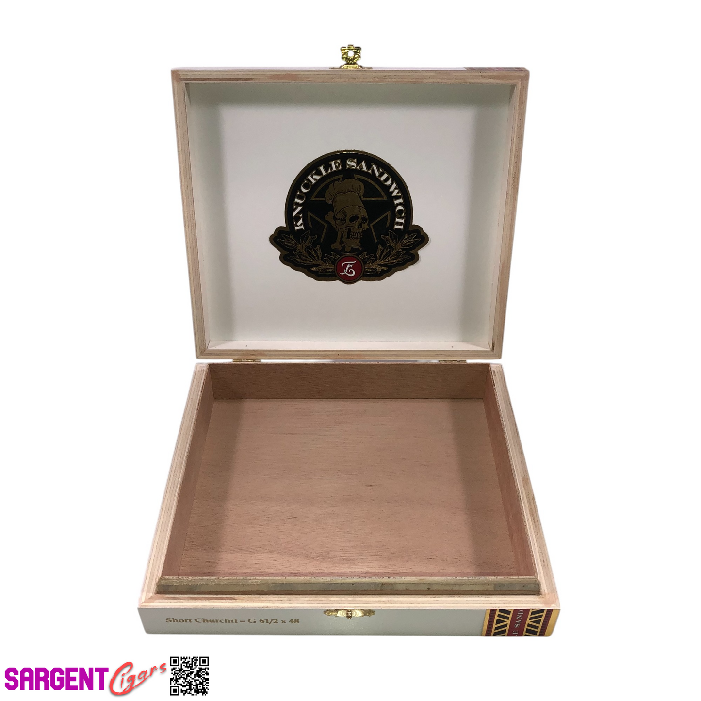 Guy Fieri Knuckle Sandwich Short Churchill Empty Wooden Cigar Box 8.5x7.5x1.75