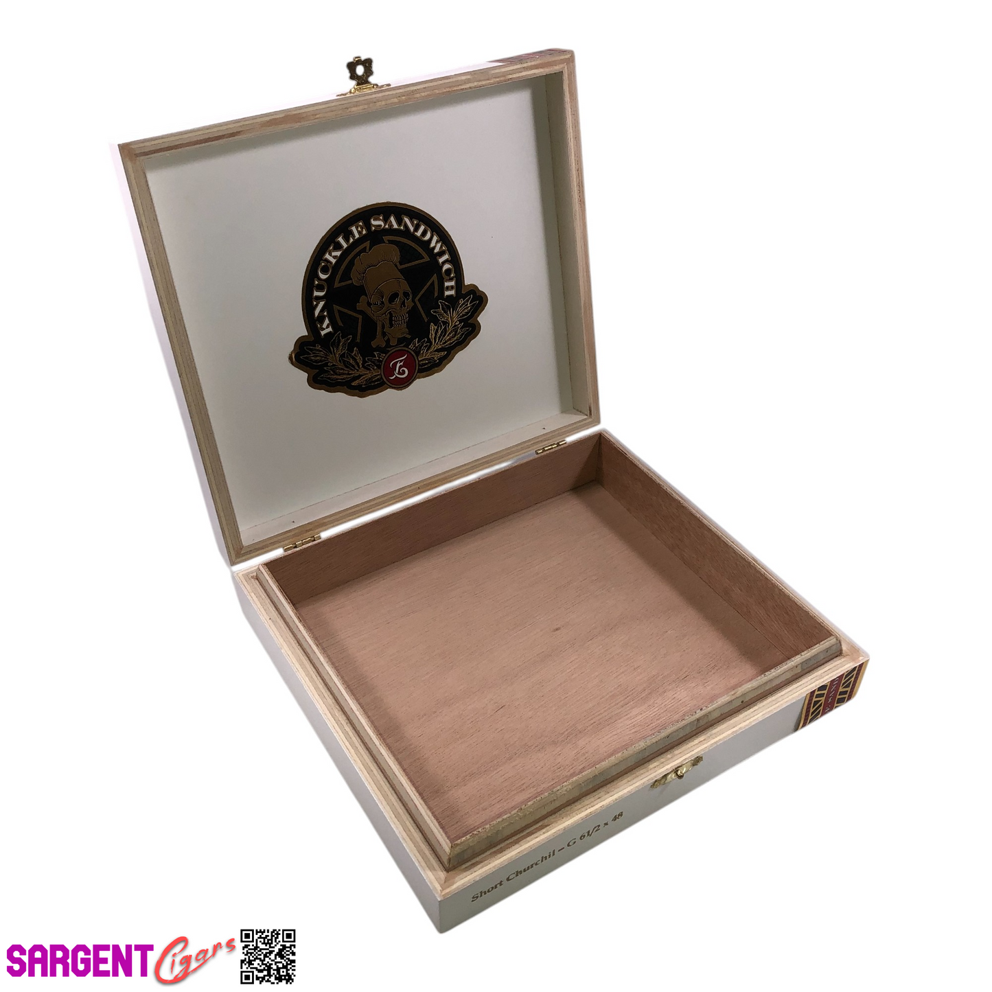 Guy Fieri Knuckle Sandwich Short Churchill Empty Wooden Cigar Box 8.5x7.5x1.75