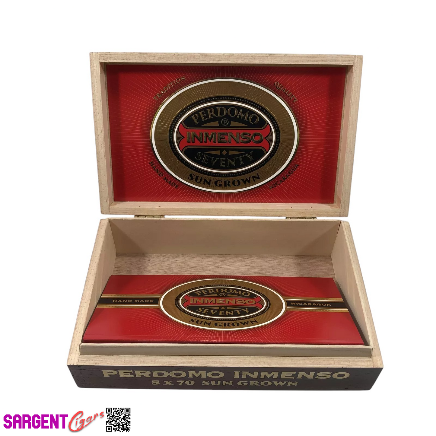 Perdomo Inmenso 5x70 Sungrown Empty Wooden Cigar Box 9.75x6x2.75