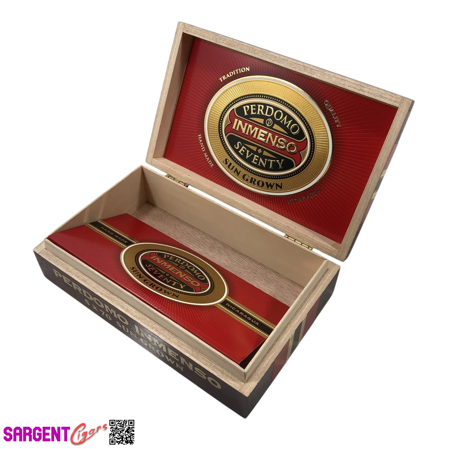 Perdomo Inmenso 5x70 Sungrown Empty Wooden Cigar Box 9.75x6x2.75