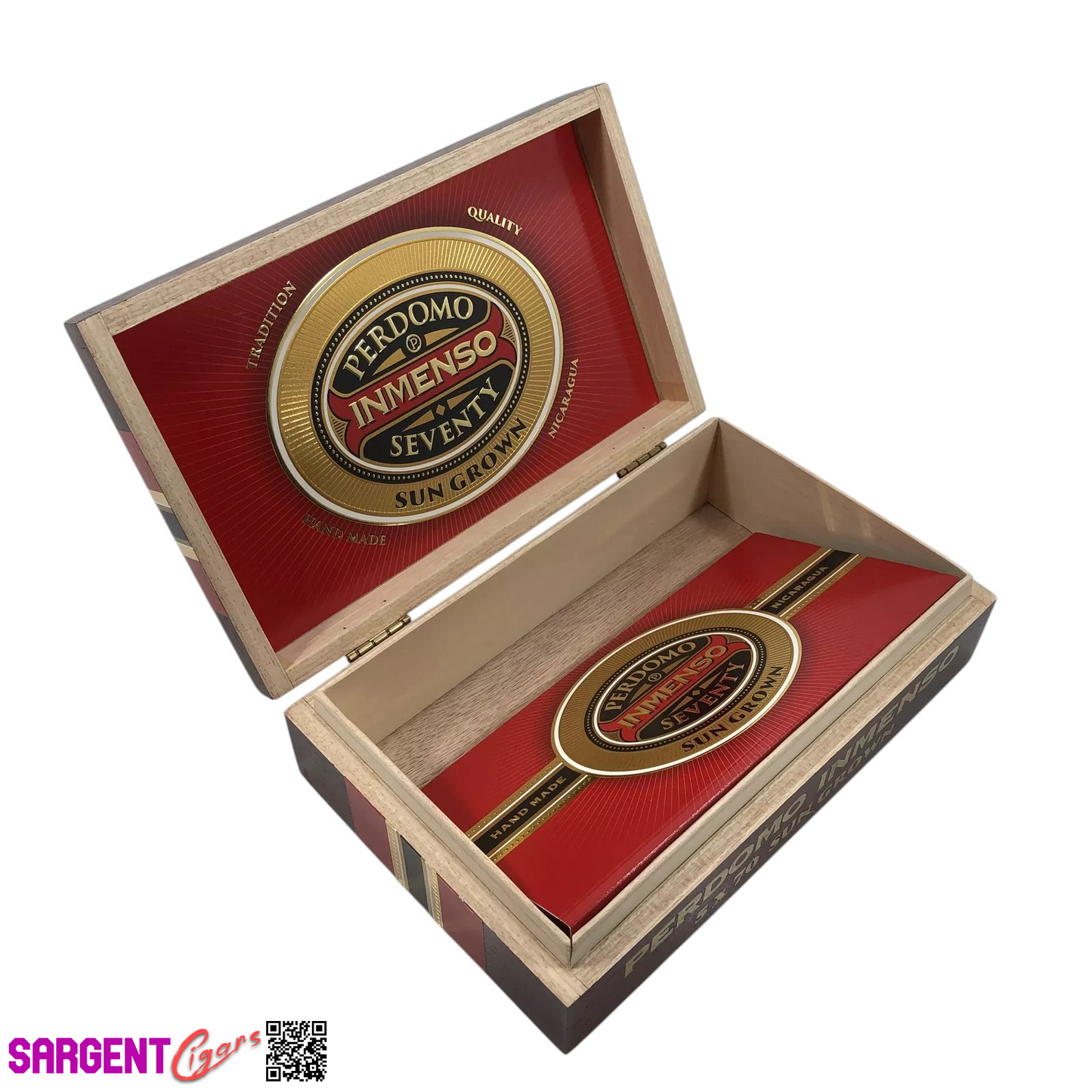 Perdomo Inmenso 5x70 Sungrown Empty Wooden Cigar Box 9.75x6x2.75