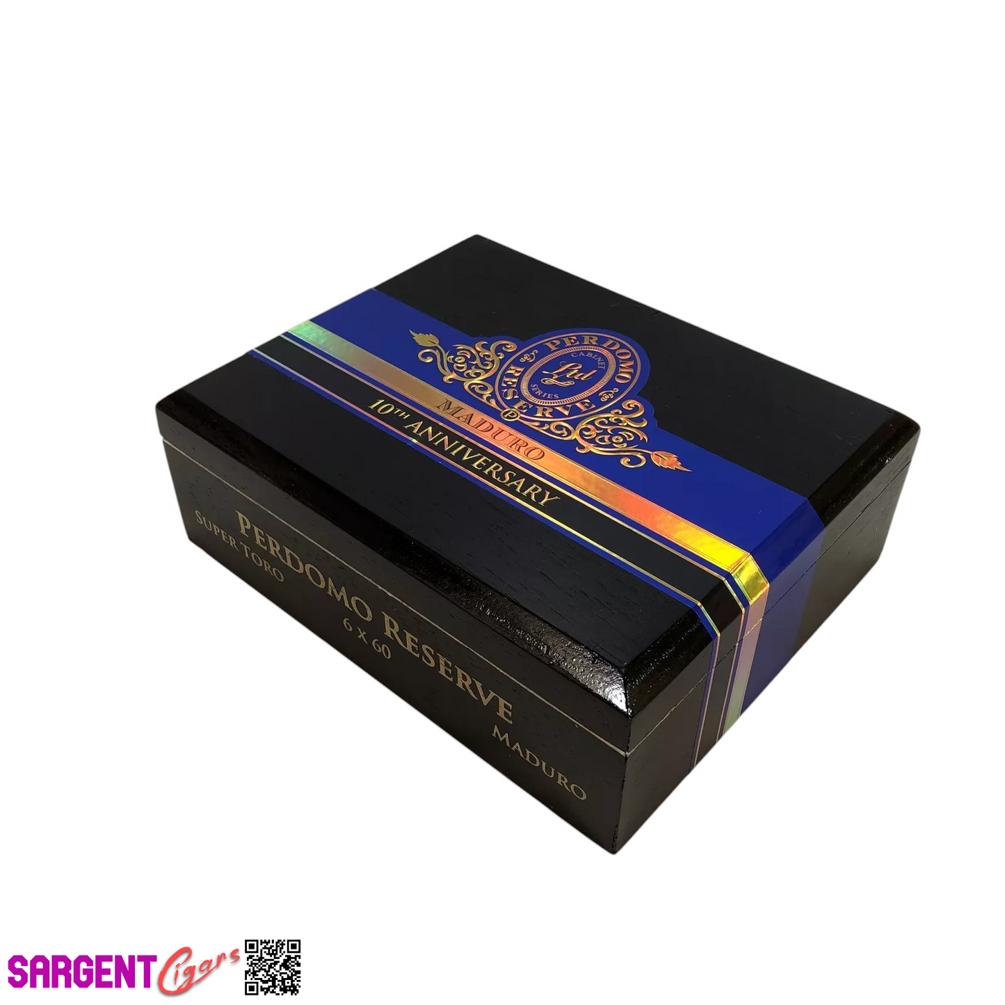 Perdomo 10th Anniversary Maduro Super Toro Empty Wooden Cigar Box 9x7.25x3