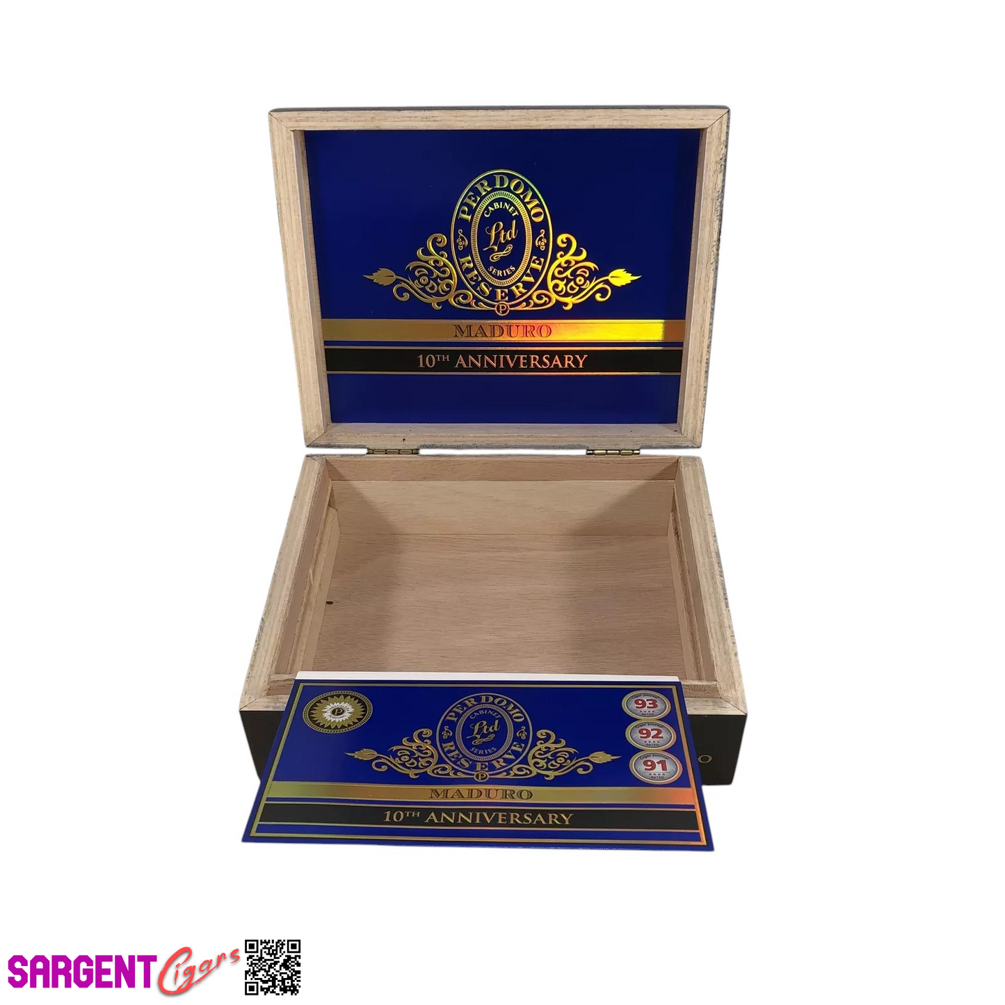 Perdomo 10th Anniversary Maduro Super Toro Empty Wooden Cigar Box 9x7.25x3