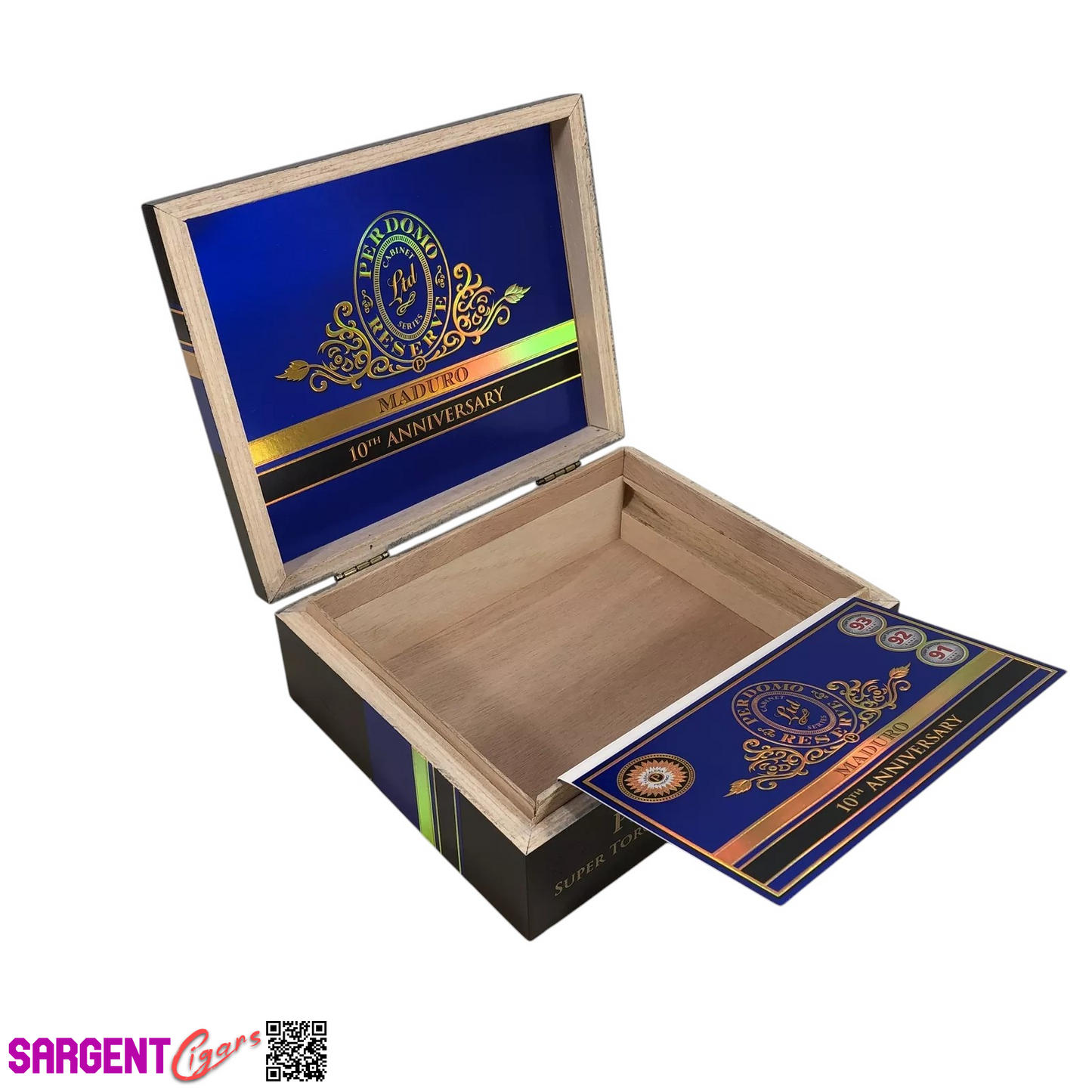 Perdomo 10th Anniversary Maduro Super Toro Empty Wooden Cigar Box 9x7.25x3