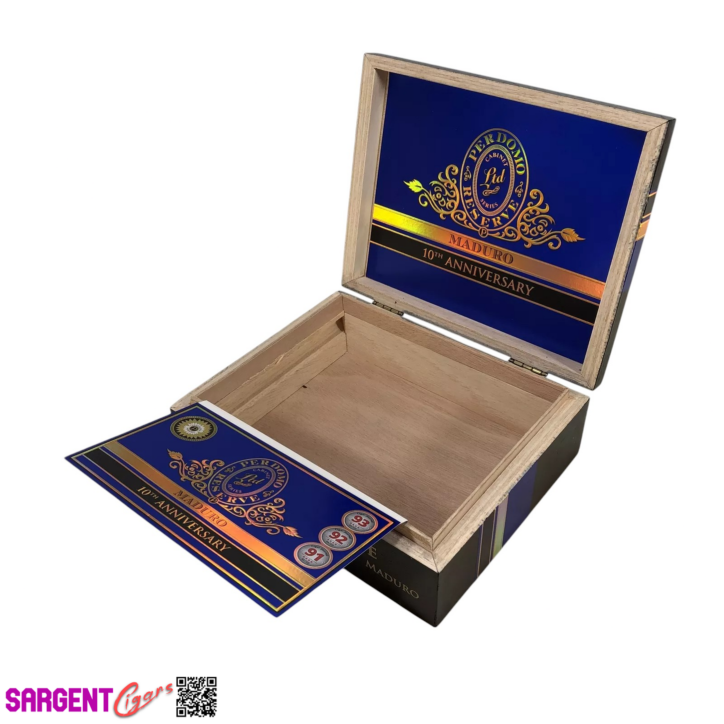 Perdomo 10th Anniversary Maduro Super Toro Empty Wooden Cigar Box 9x7.25x3