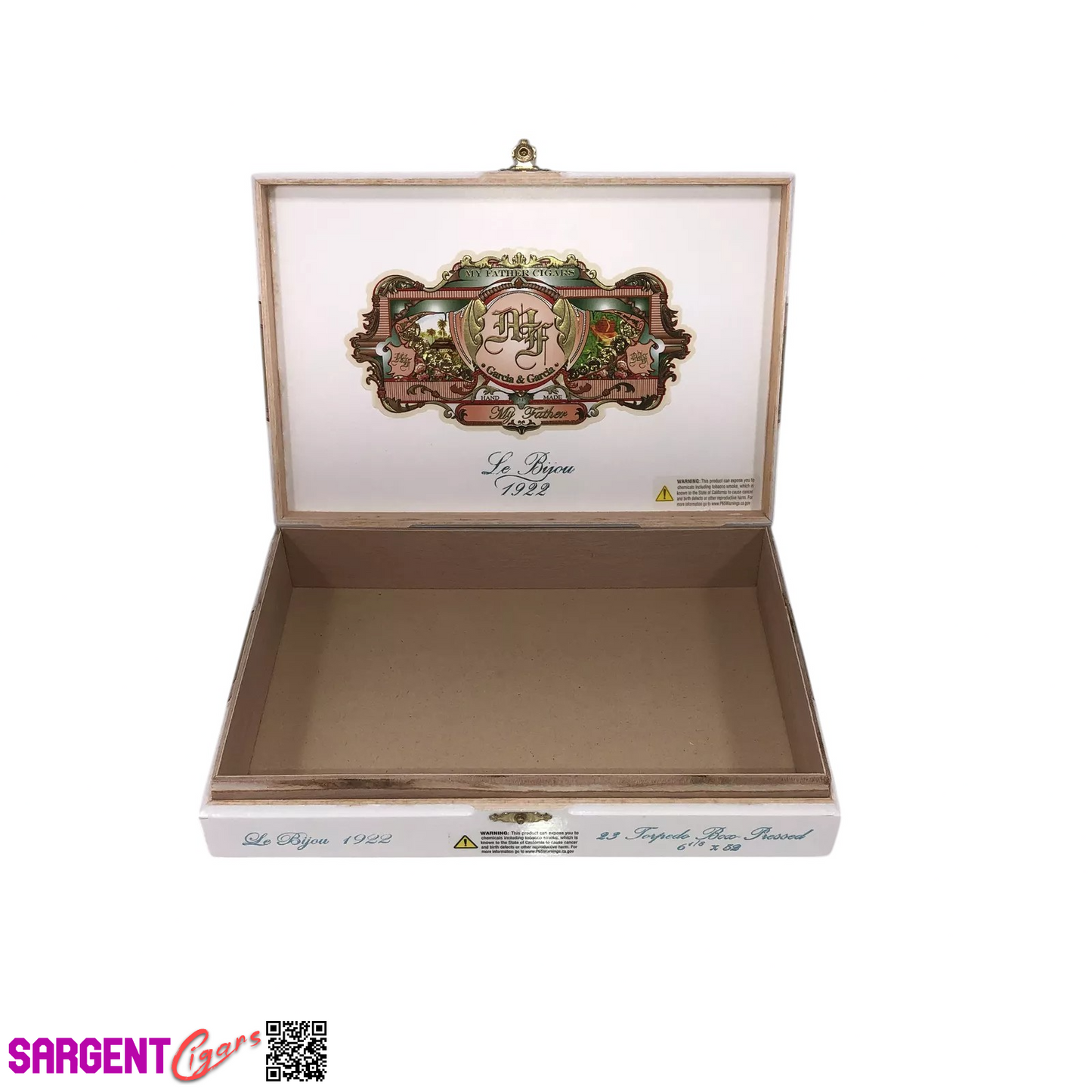 My Father Cigars Le Bijou 1922 Torpedo Empty Wooden Cigar Box 10.5x7.25x2